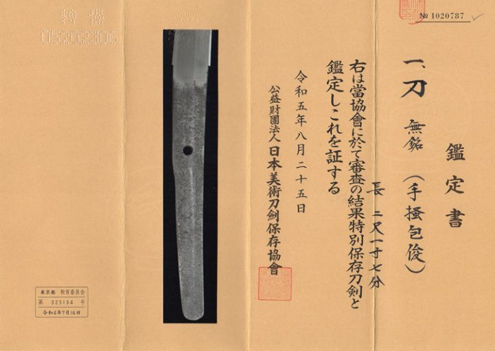 Antique Nihonto - Katana in Shirasaya with Tachi Koshirae, Nanbokucho Period (650+ years old) - Unsigned, NBTHK Tokubetsu Hozon Attributed to Tegai Kanetoshi
