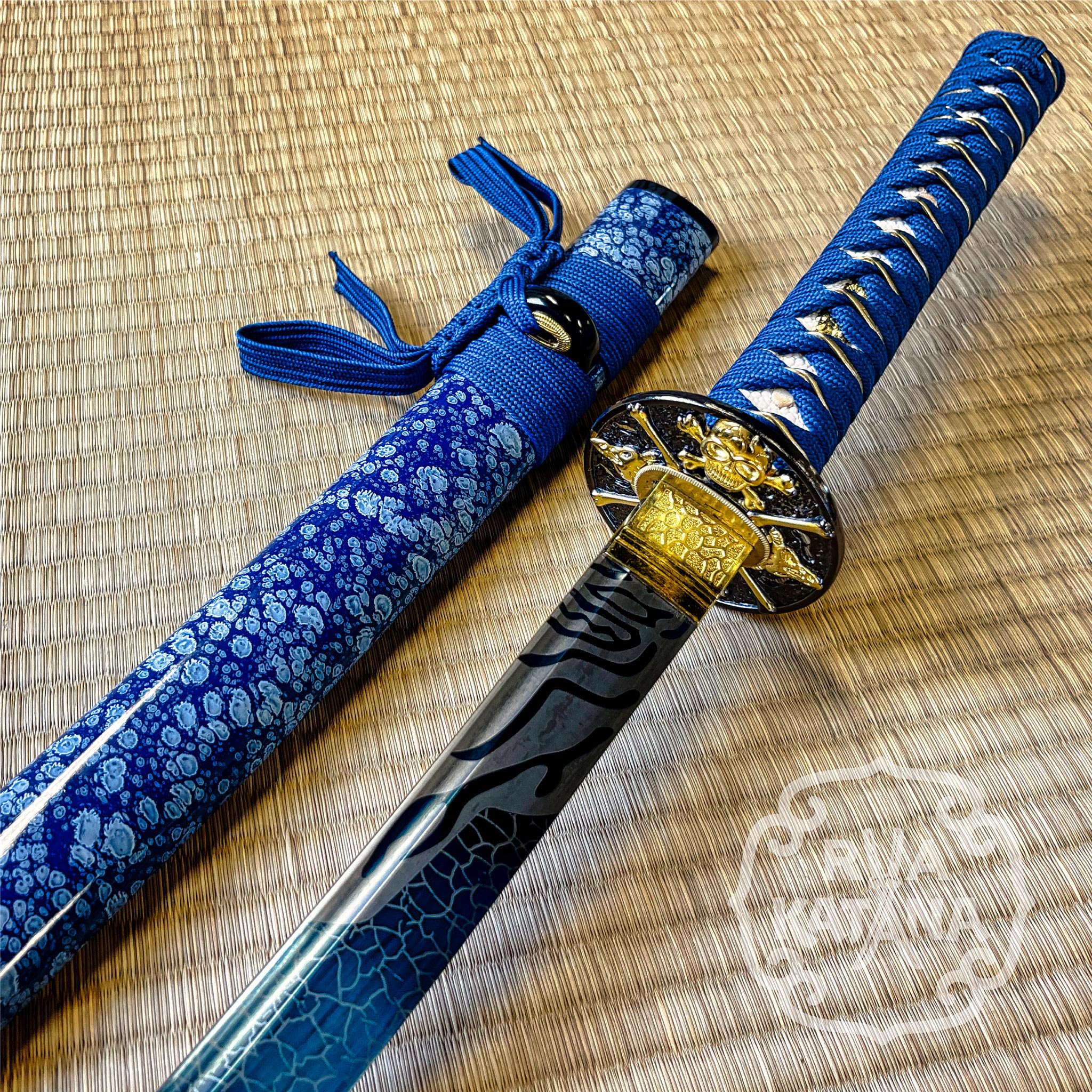 Dragonspring Katana Blue Skull 1060 Blued Steel RVA Katana