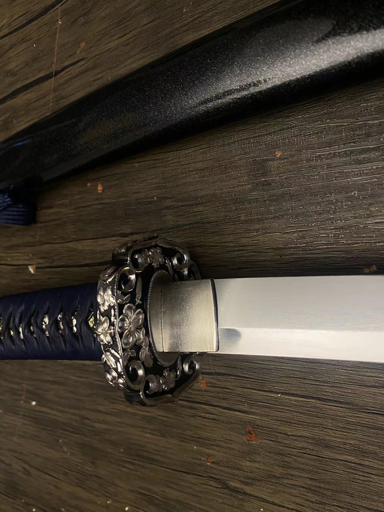 Cloudhammer Handachi - Cobalt Cherry - s5 - 31.5" nagasa, deep tachi koshizori, sythetic silk tsuka underlayment