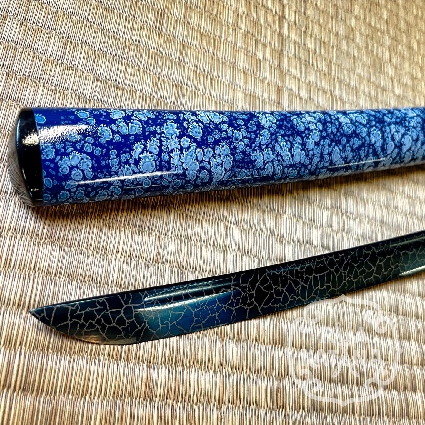 Katana, 1060 Steel, Blue Blade, Skull Theme