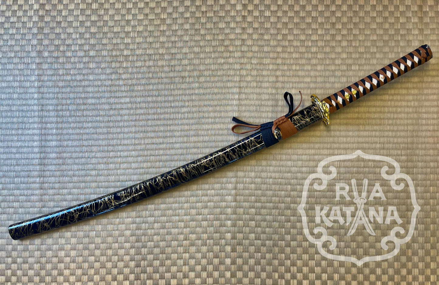 Katana, Black and Tan Dragon, 1060 Steel
