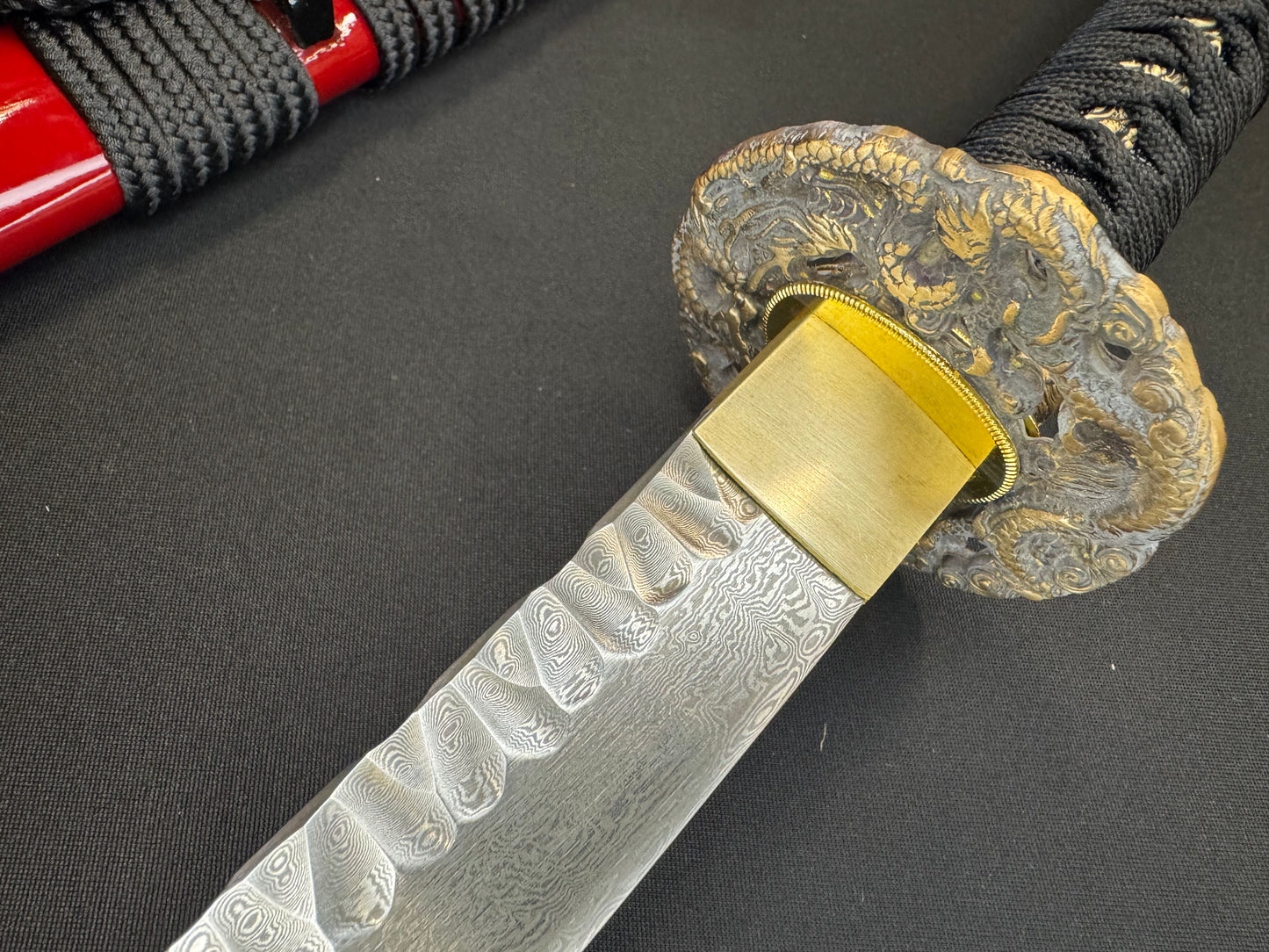 Phoenix Arms Katana - Scarlet Dragon Spine - Damascus Hammer Spine Limited Edition
