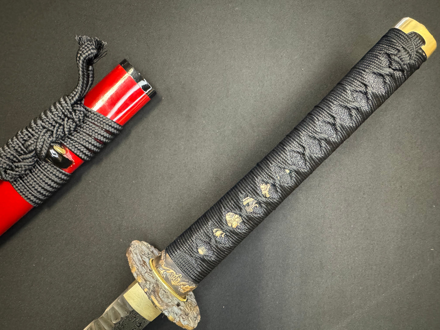 Phoenix Arms Katana - Scarlet Dragon Spine - Damascus Hammer Spine Limited Edition
