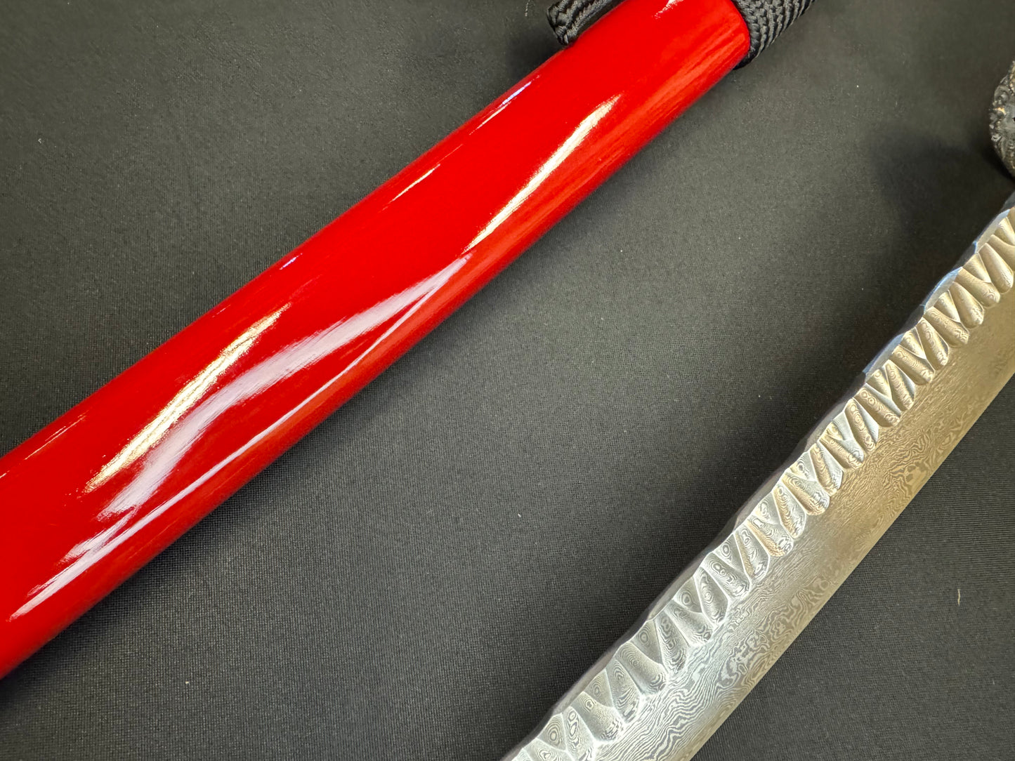 Phoenix Arms Katana - Scarlet Dragon Spine - Damascus Hammer Spine Limited Edition