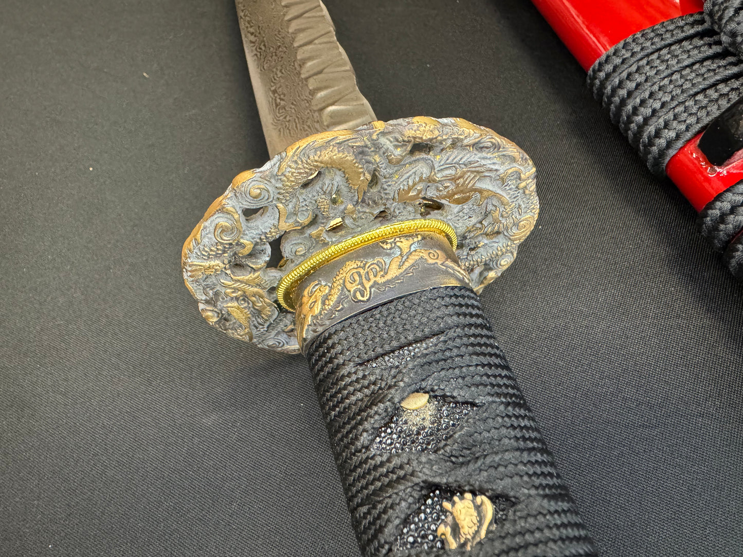 Phoenix Arms Katana - Scarlet Dragon Spine - Damascus Hammer Spine Limited Edition