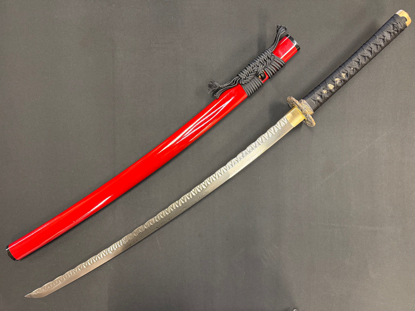 Phoenix Arms Katana - Scarlet Dragon Spine - Damascus Hammer Spine Limited Edition