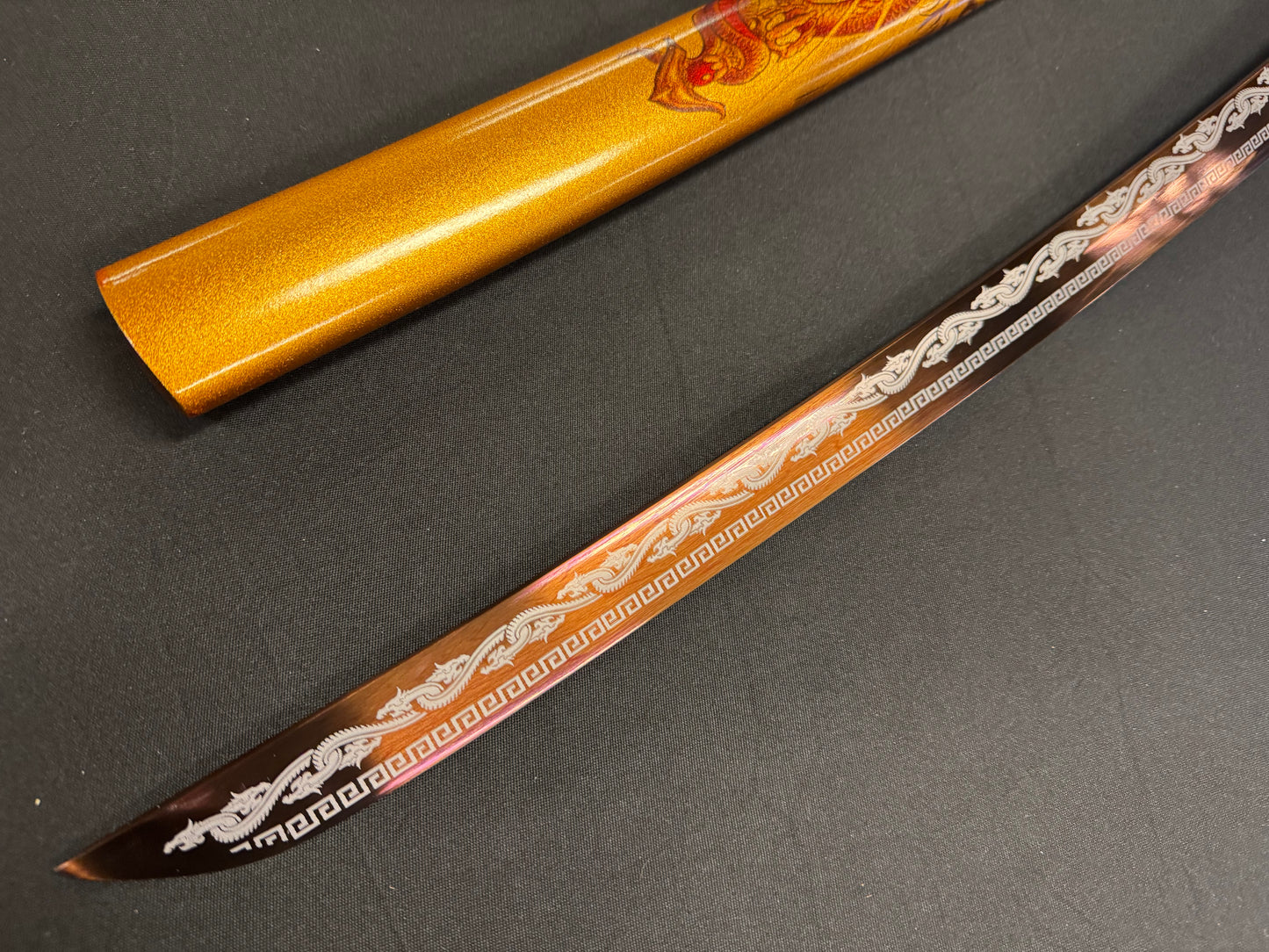Phoenix Arms Katana - Roaring Dragon 65Mn Gold Blade