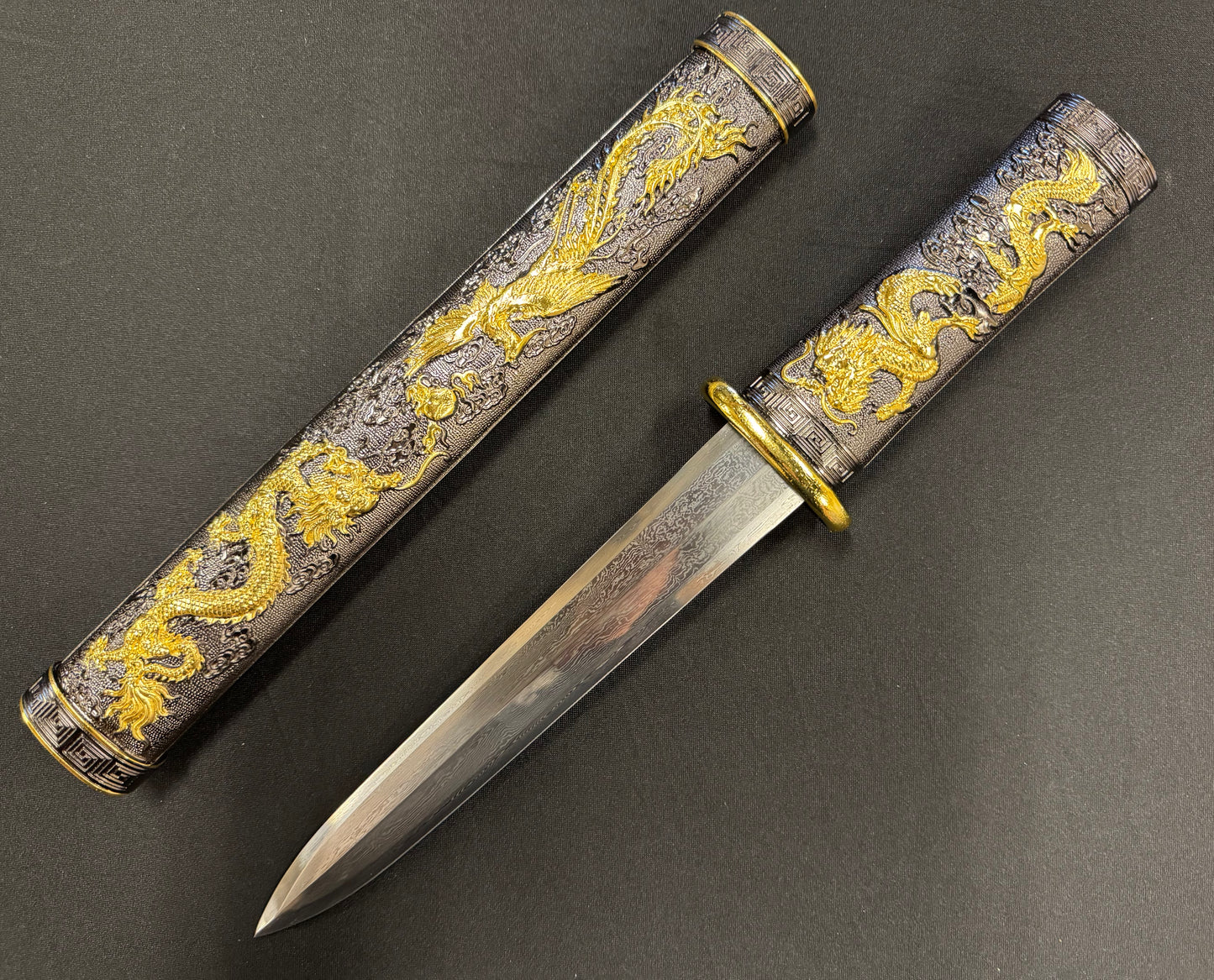 Legacy Steel Black Dragon Chinese Dagger Damascus
