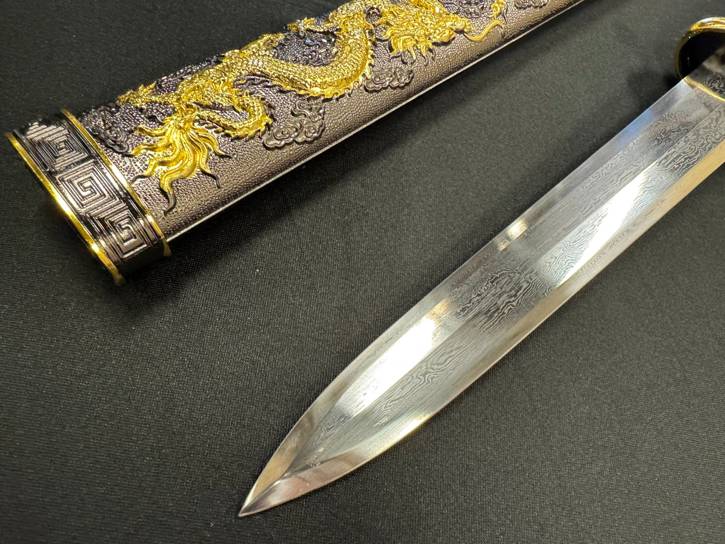 Legacy Steel Black Dragon Chinese Dagger Damascus