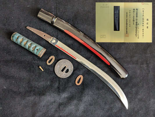 Antique Nihonto -  Naginata Naoshi Wakizashi - Late Edo, NBTHK attributed to Fujiwara Takada
