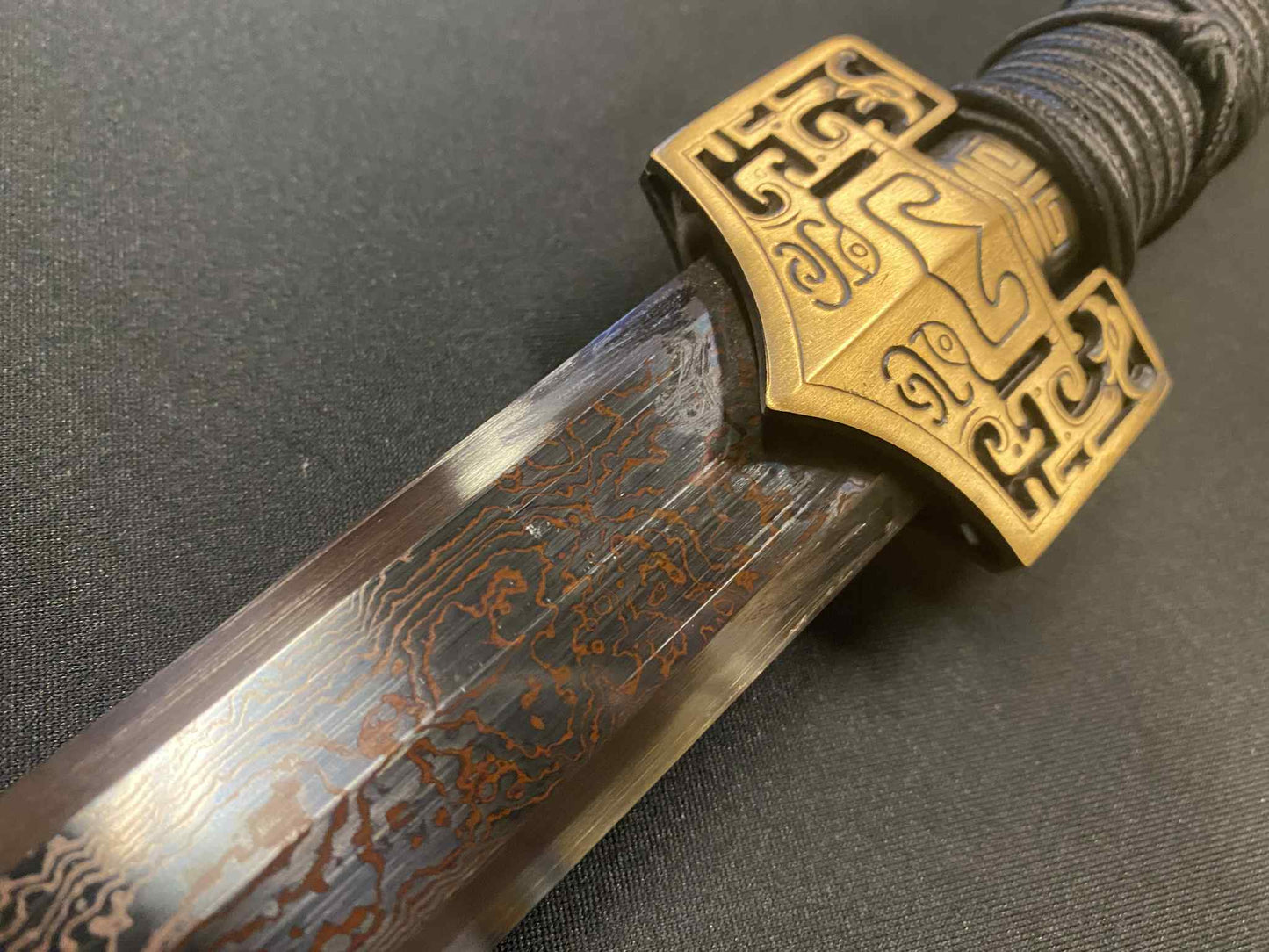 Dragonspring Han Jian - Sokka's Space Sword - Black and Red Damascus Avatar: The Last Airbender