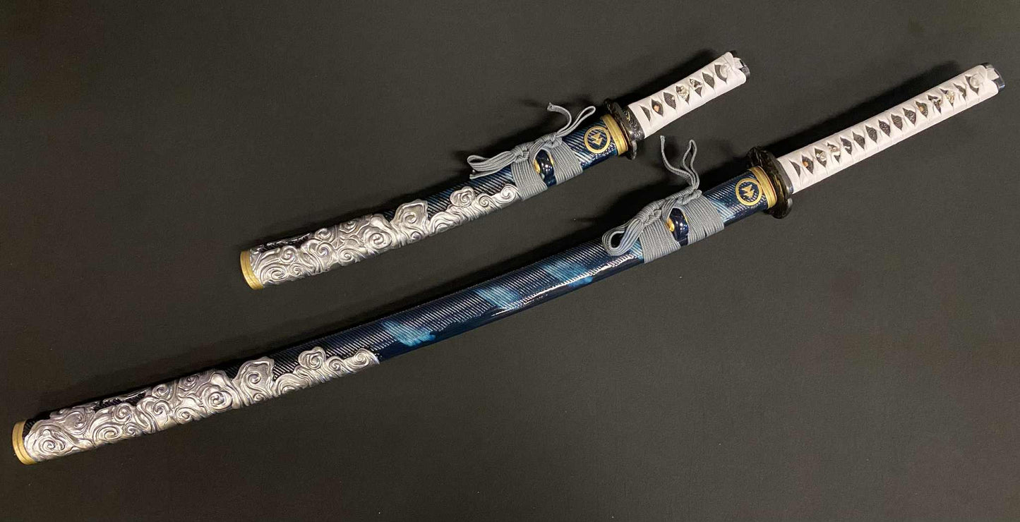 PRE-ORDER Premium Ghost of Tsushima Katana - Tanto Daishou - folded steel, clay tempered with free Menpo