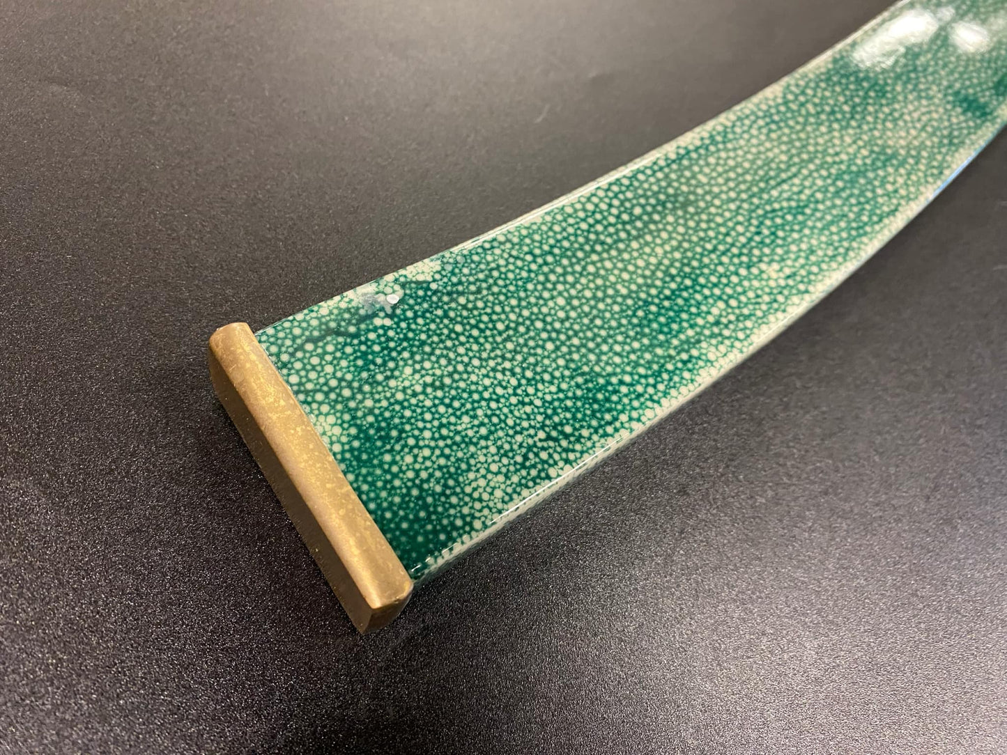 PRE-OWNED Yanling Dao, Damascus Steel Green Rayskin Scabbard