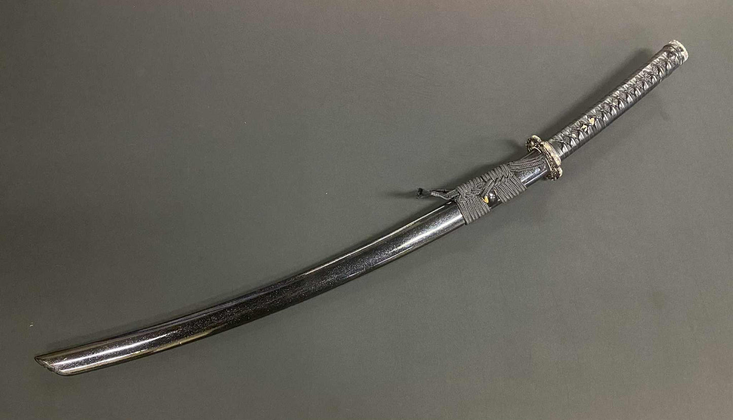Phoenix Armory Katana - Spring Arch - deep sori, T10 Clay Tempered Choji hamon, Brass Fittings