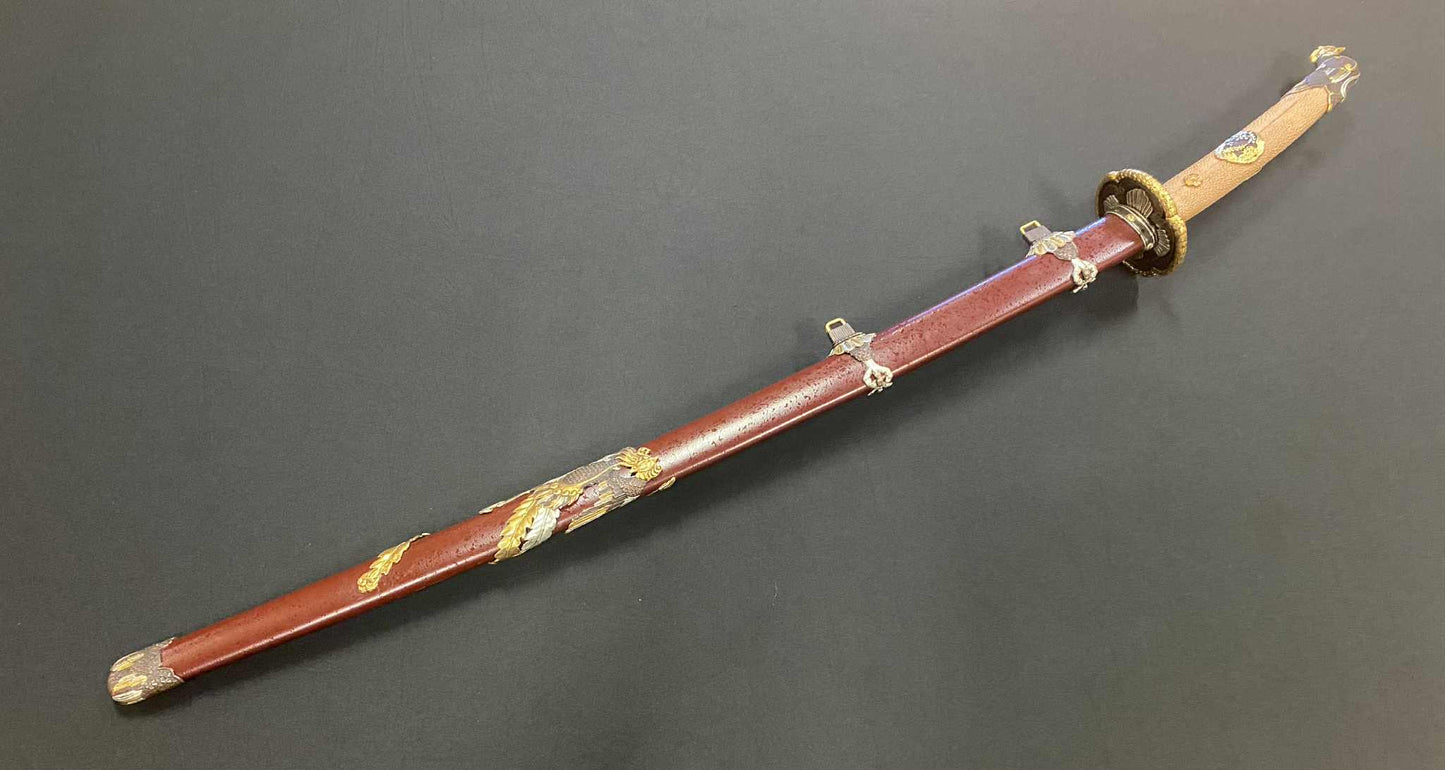 MASTERWORK Legacy Steel Phoenix Head Tachi - Kogarasu Sanmai folded tamahagane)orishigane, clay tempered, 3-shade polish
