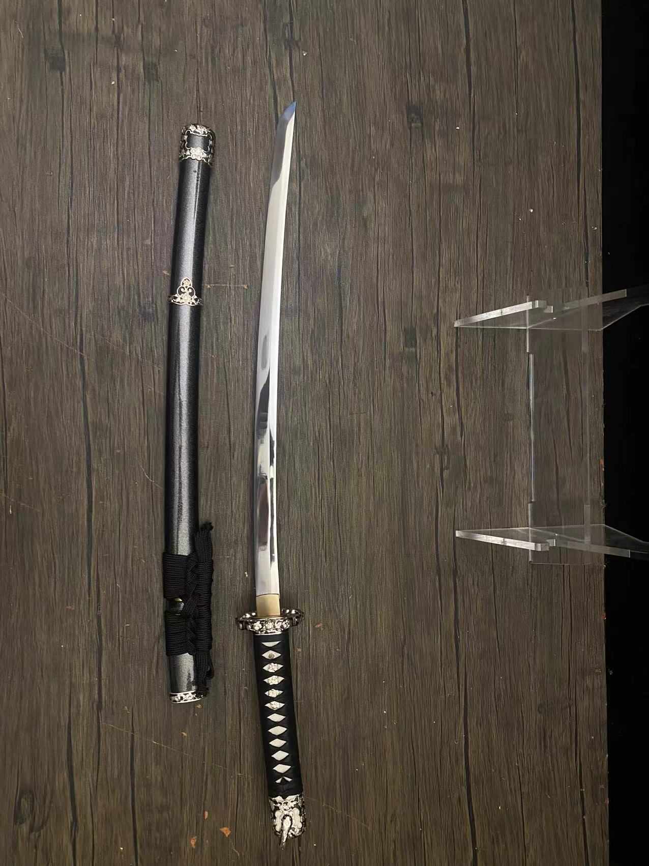 Cloudhammer DULLED PRACTICE Naga-Wakizashi - Onyx Cherry - s7 QC FAIL