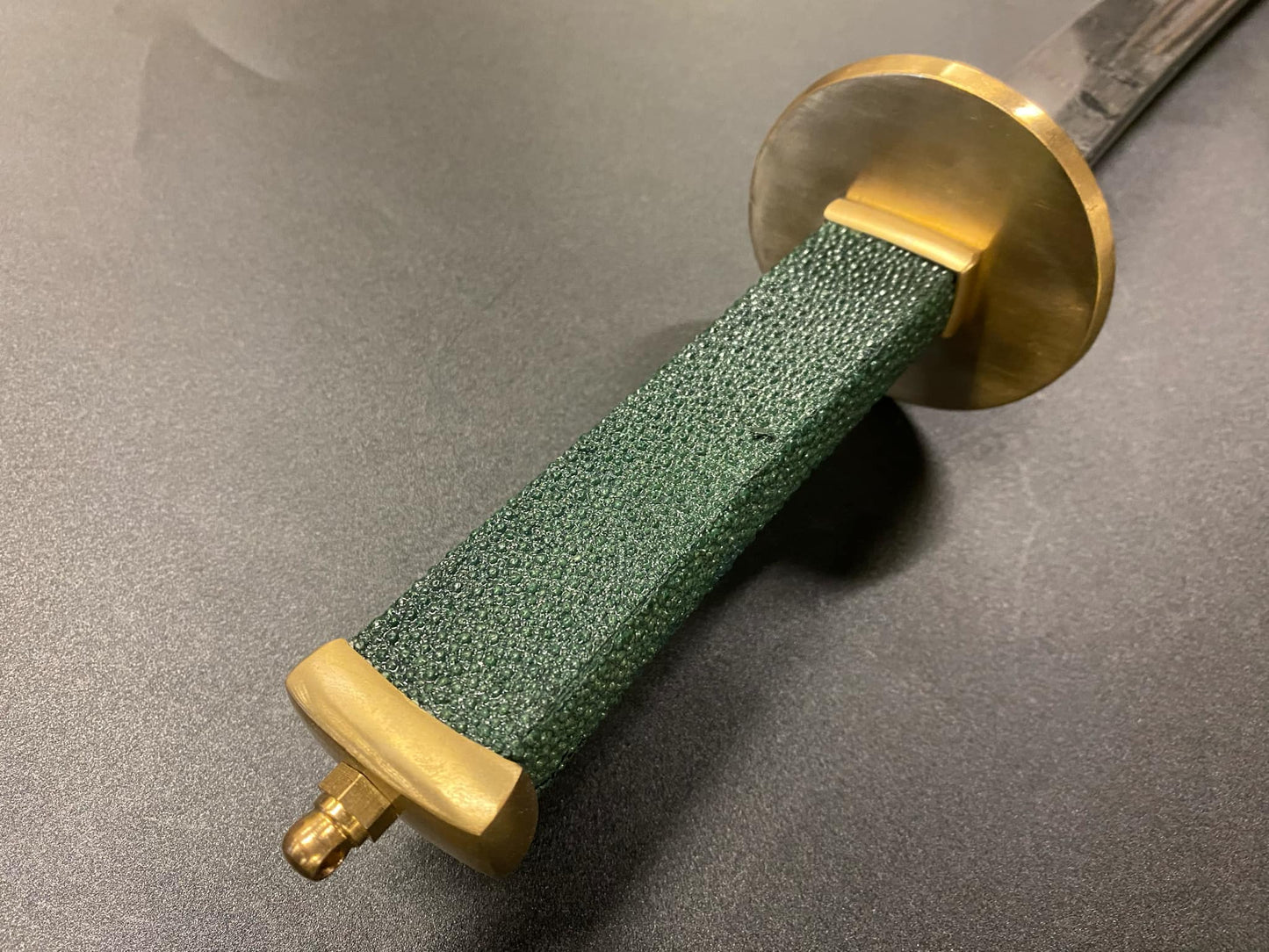 PRE-OWNED Yanling Dao, Damascus Steel Green Rayskin Scabbard