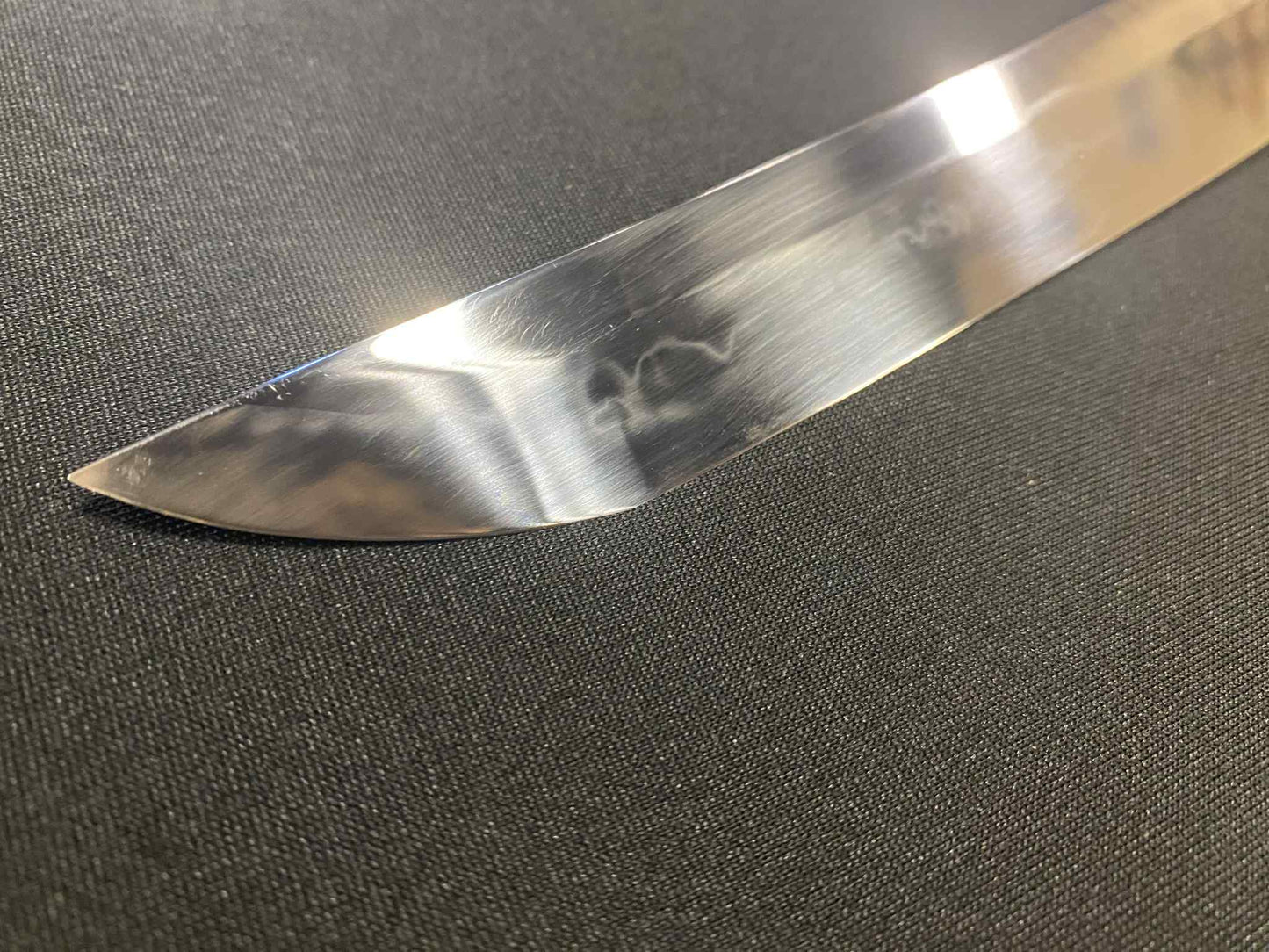 Phoenix Armory Katana - Spring Arch - deep sori, T10 Clay Tempered Choji hamon, Brass Fittings
