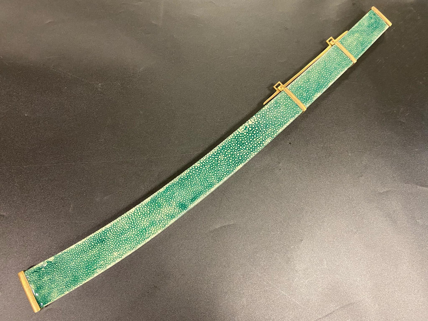 PRE-OWNED Yanling Dao, Damascus Steel Green Rayskin Scabbard