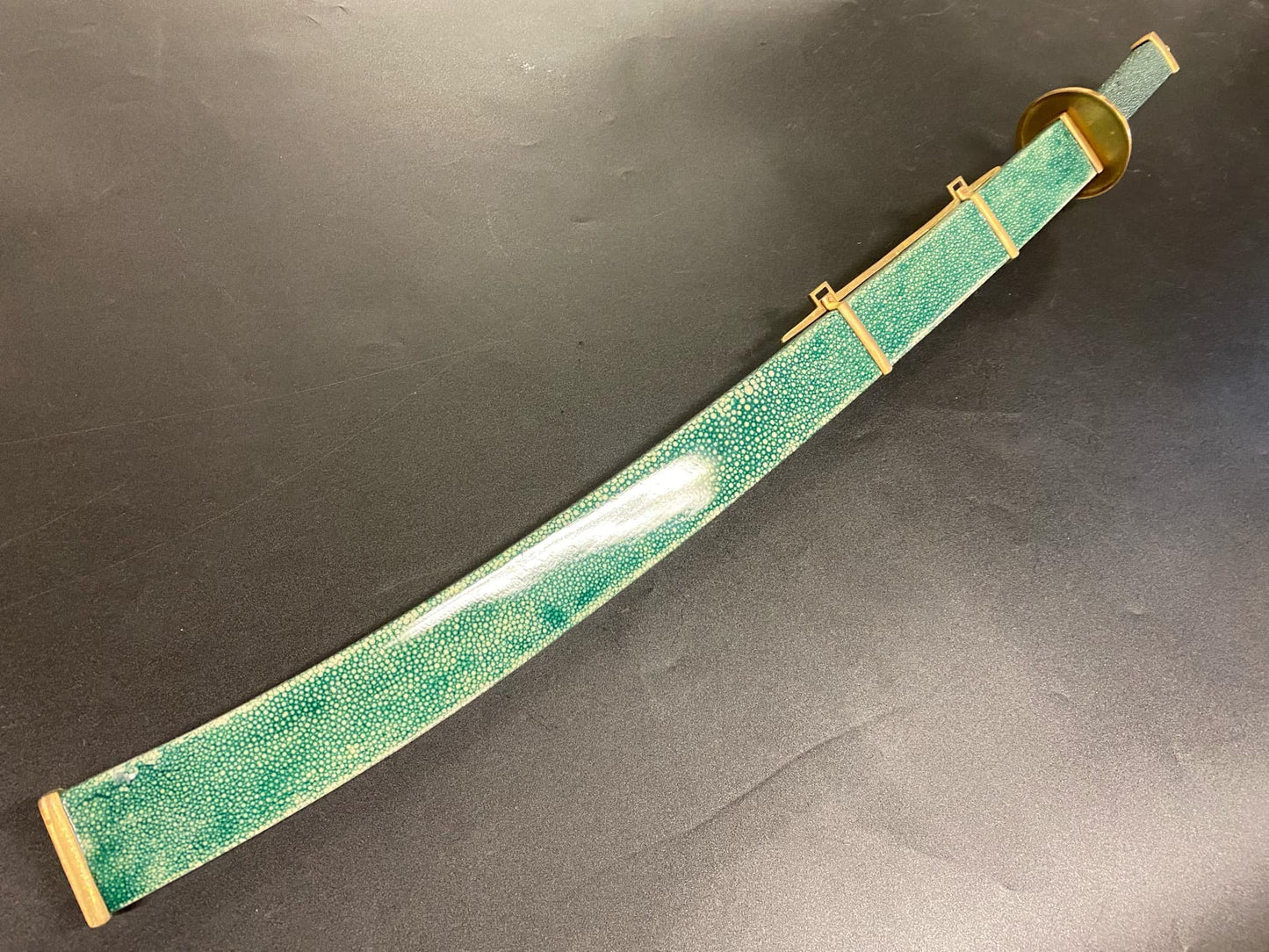 PRE-OWNED Yanling Dao, Damascus Steel Green Rayskin Scabbard