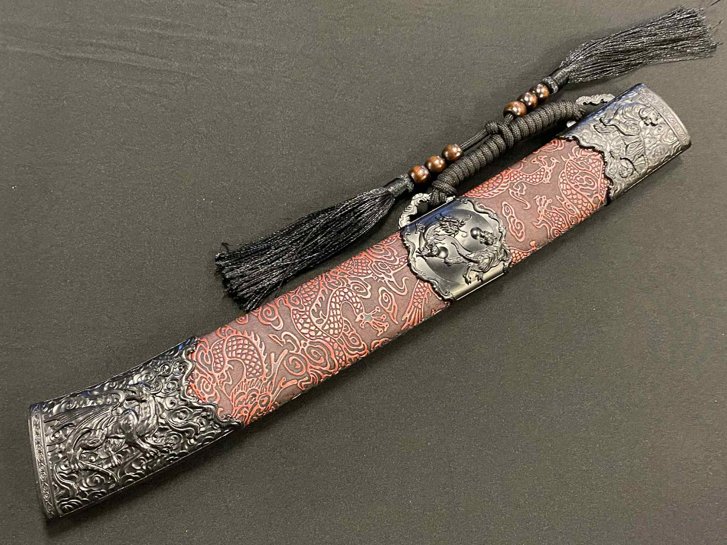 Dao Dagger - Tiger Dueling Dragon - Etched Manganese Steel