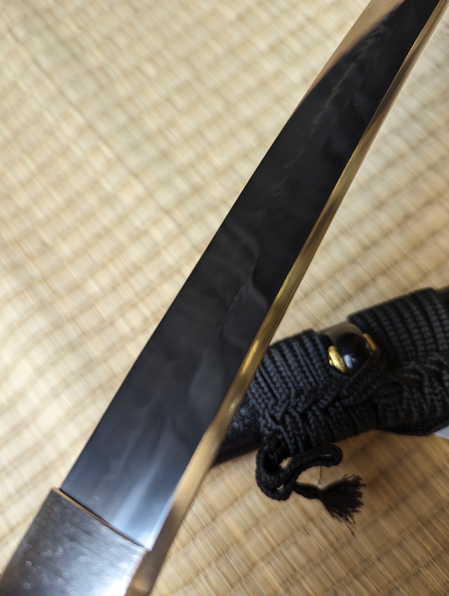 Phoenix Arms Katana - Curving Sage - deep sori, T10 Clay Tempered Choji hamon, Brass Fittings