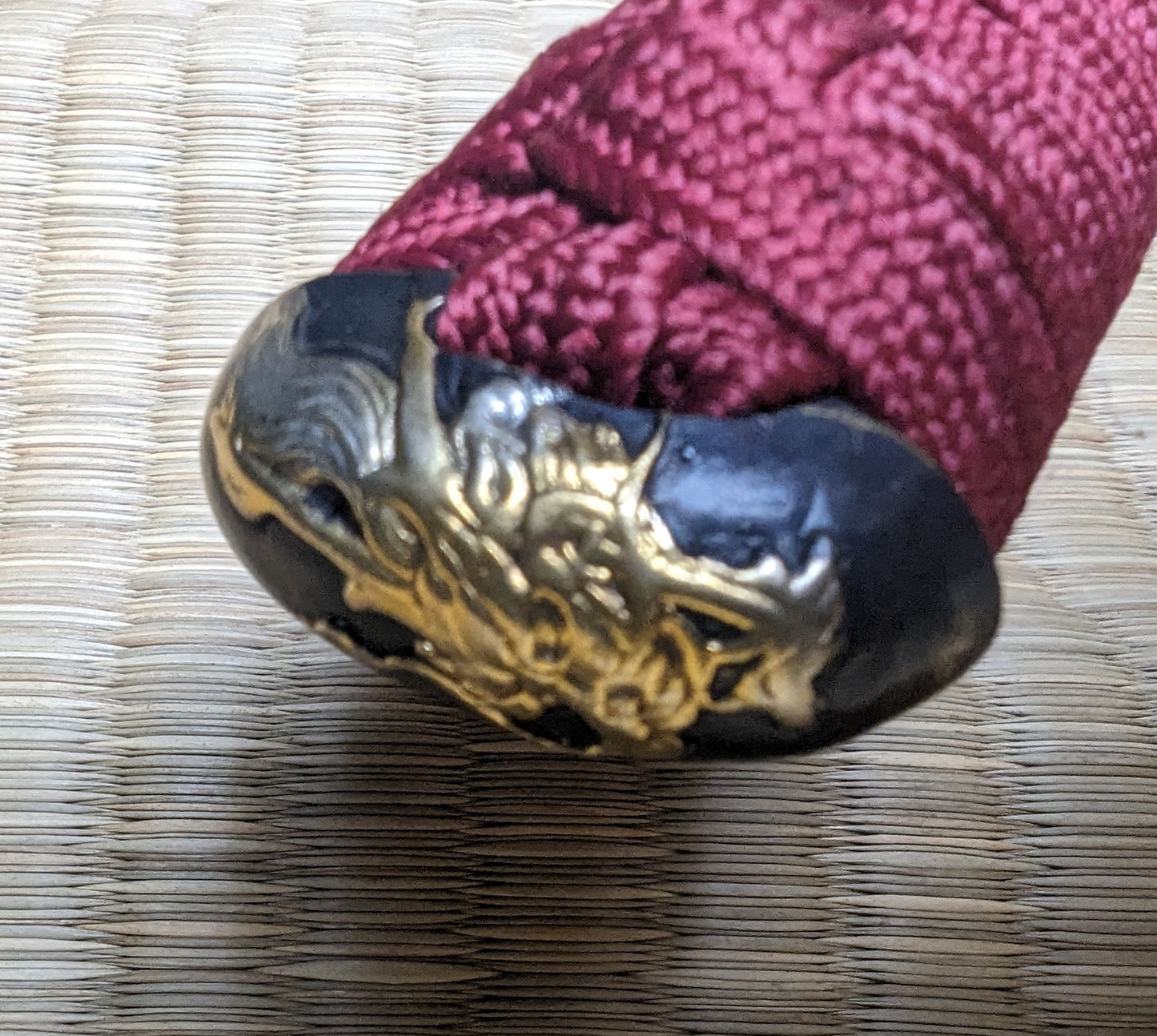 Katana - Crimson Dragon - Deep Curve, Folded Steel, Clay Tempered, Brass Fittings