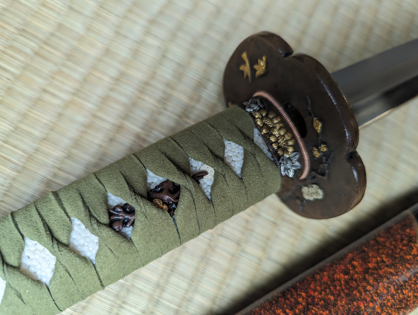 Phoenix Arms Verdant Spring Katana - folded steel, clay tempered, 3-shade polish
