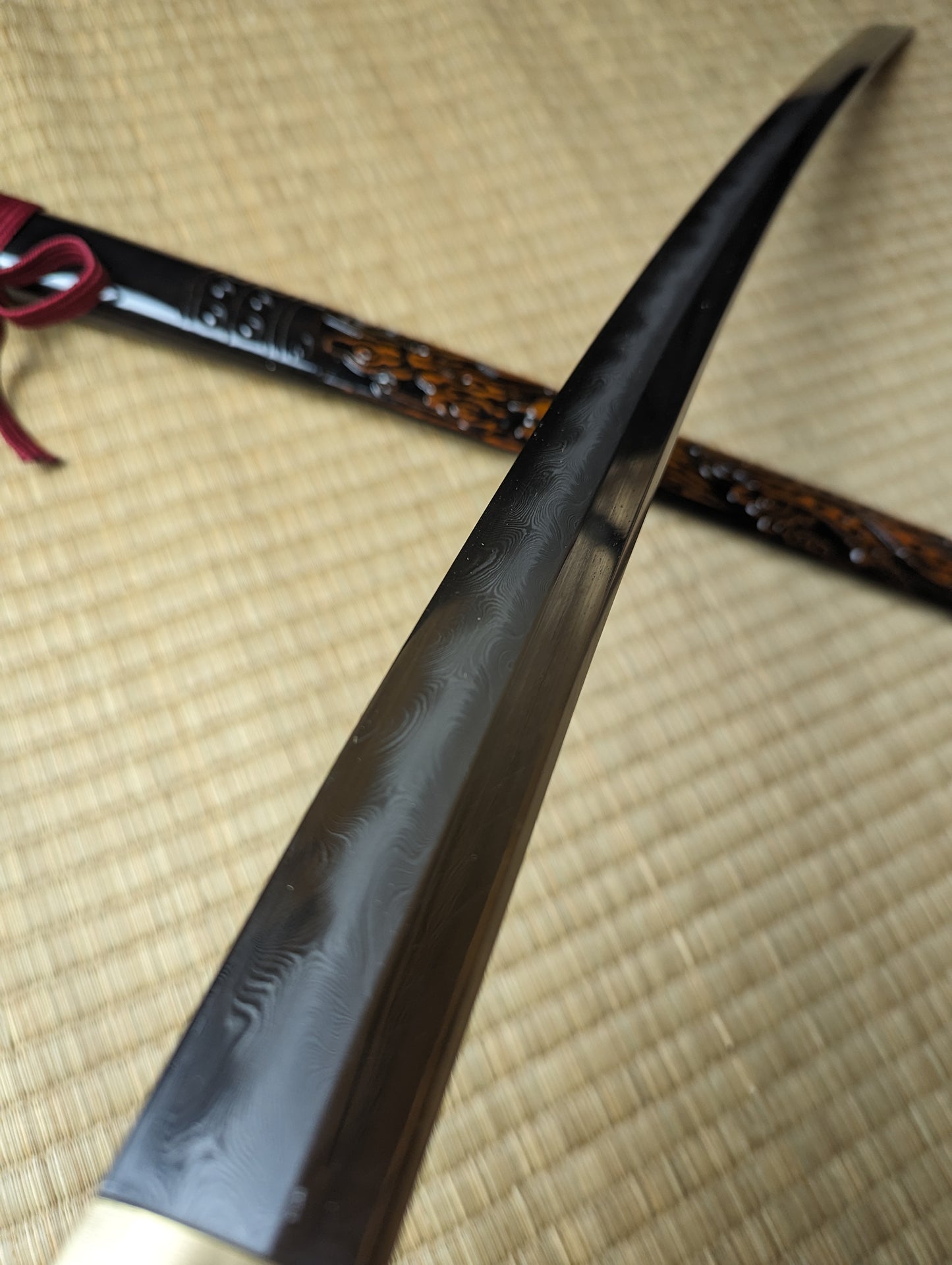 Phoenix Arms Katana - Blazing Phoenix - Feather Damascus, Clay Tempered