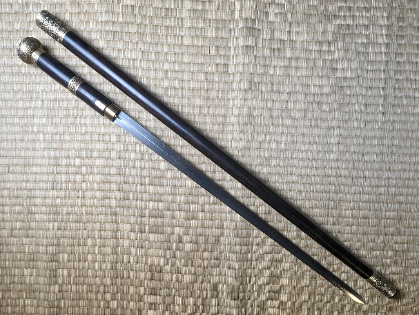 Cane Sword, Brass fittings, brass handle