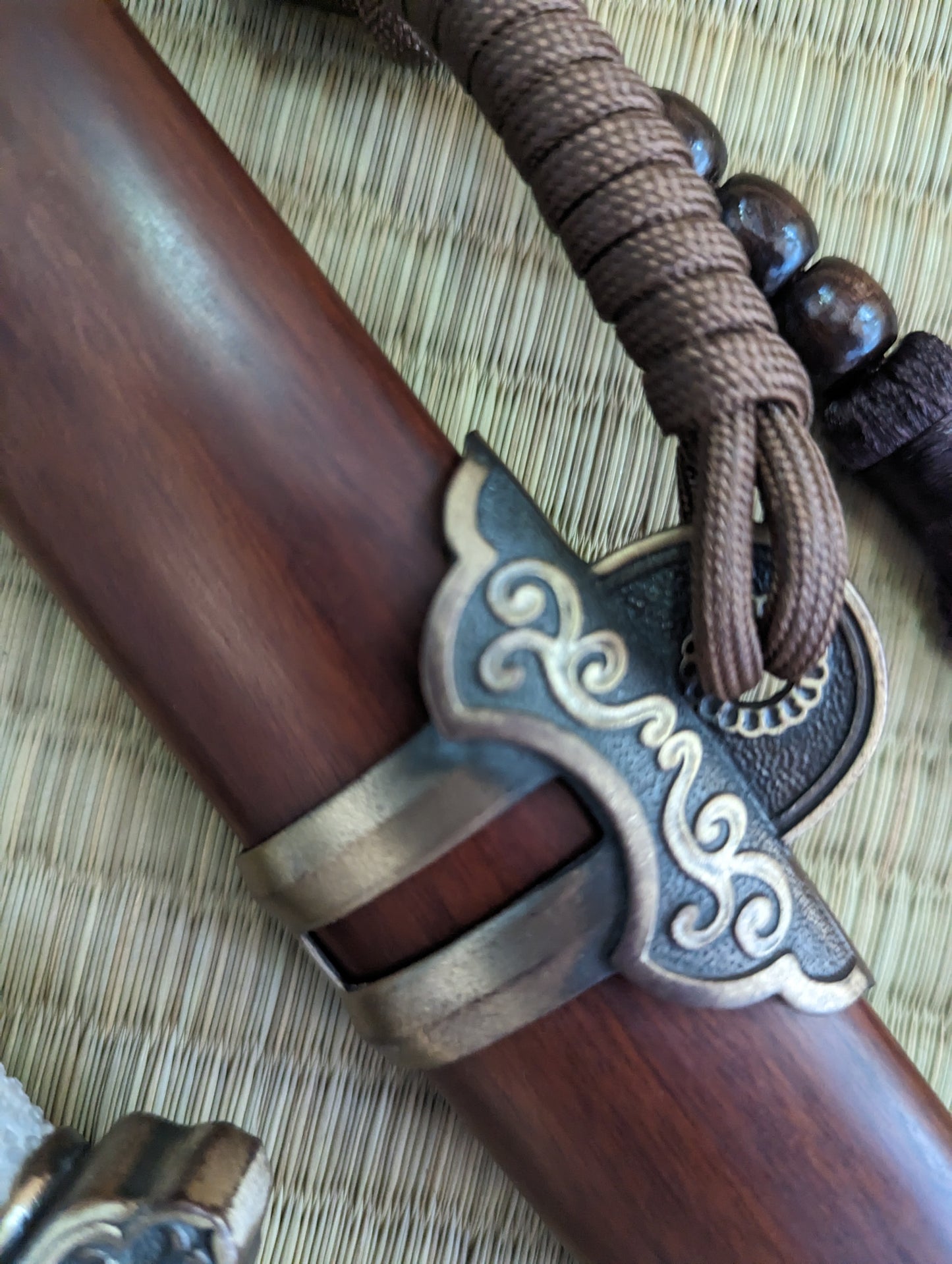 Jian - Phoenix Arms Tang Dynasty Damascus, Brass fittings