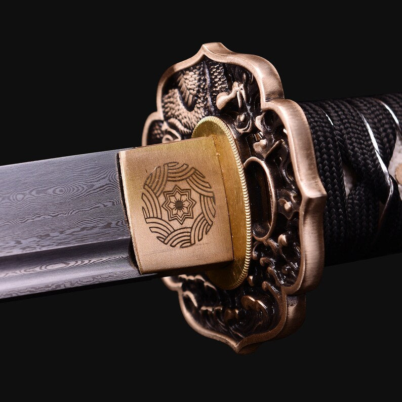 Katana - Damascus Steel, Wave DragonTheme