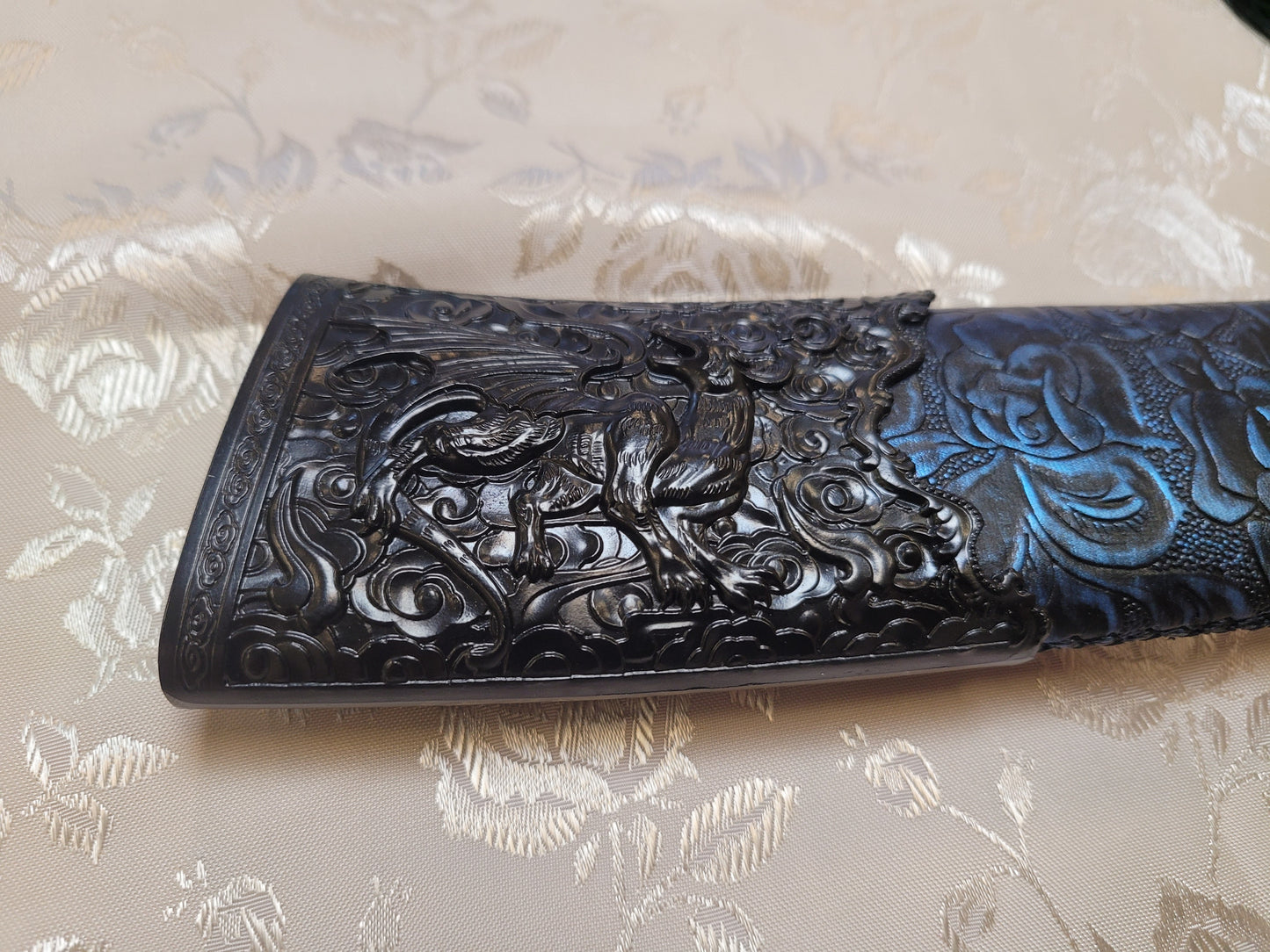 Dao Dagger - Etched Manganese Steel, Dragon and Tiger Theme