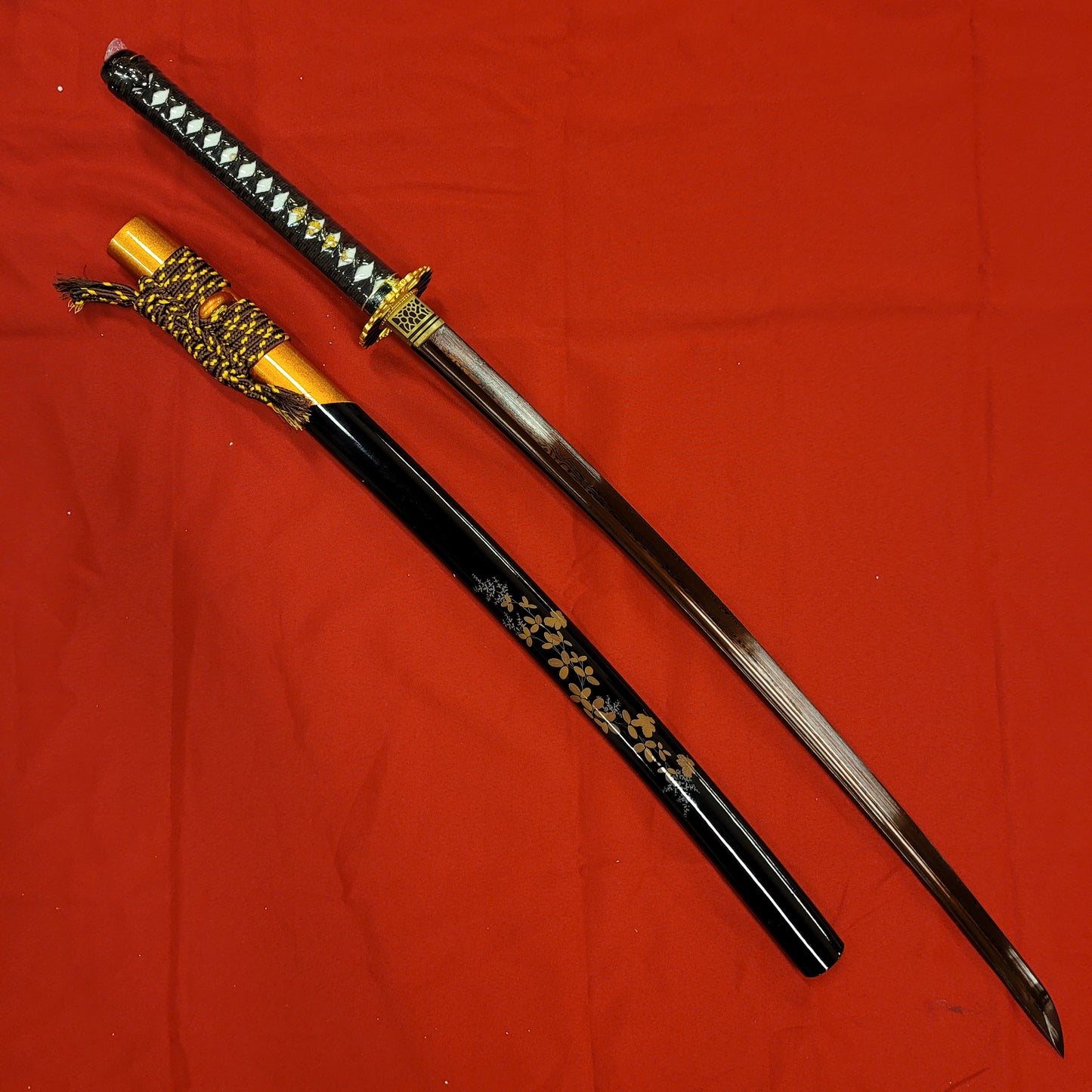 Katana - Red Damascus - Autumn Theme
