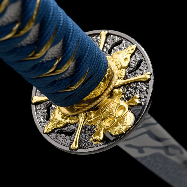 Katana, 1060 Steel, Blue Blade, Skull Theme