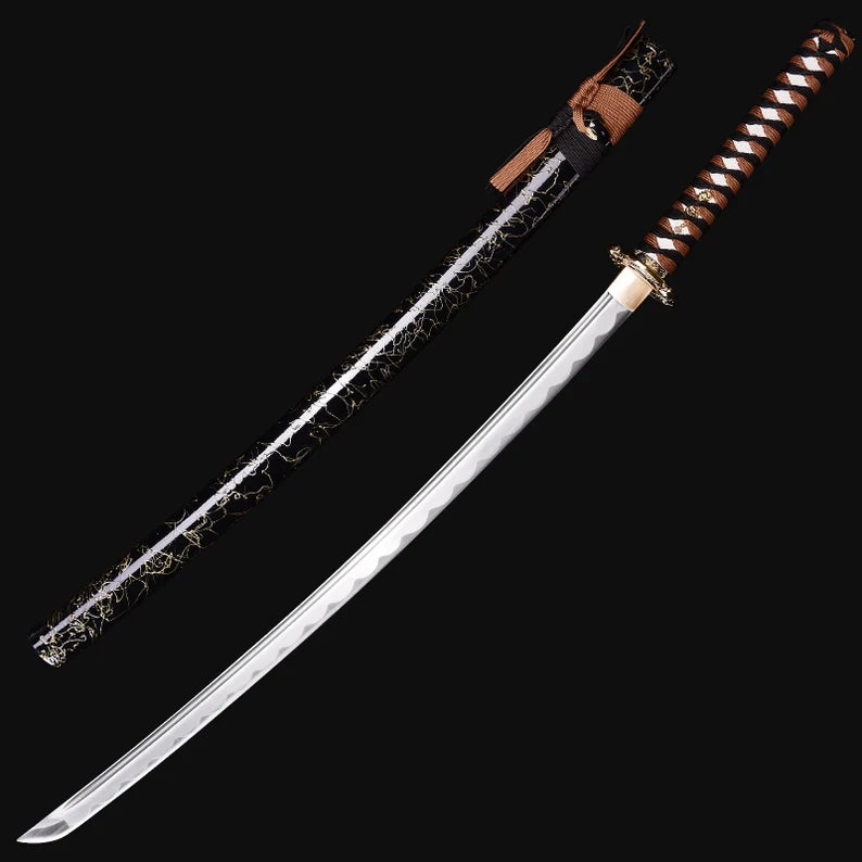 Katana, Black and Tan Dragon, 1060 Steel