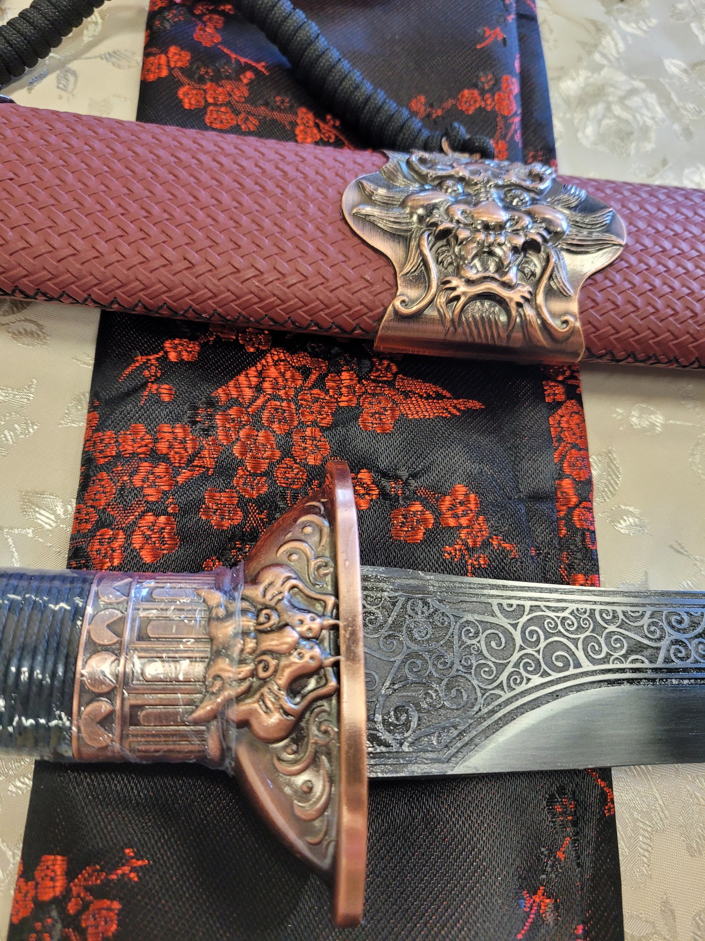 Dao, KangXi-style Etched Manganese Steel Horse Cutter
