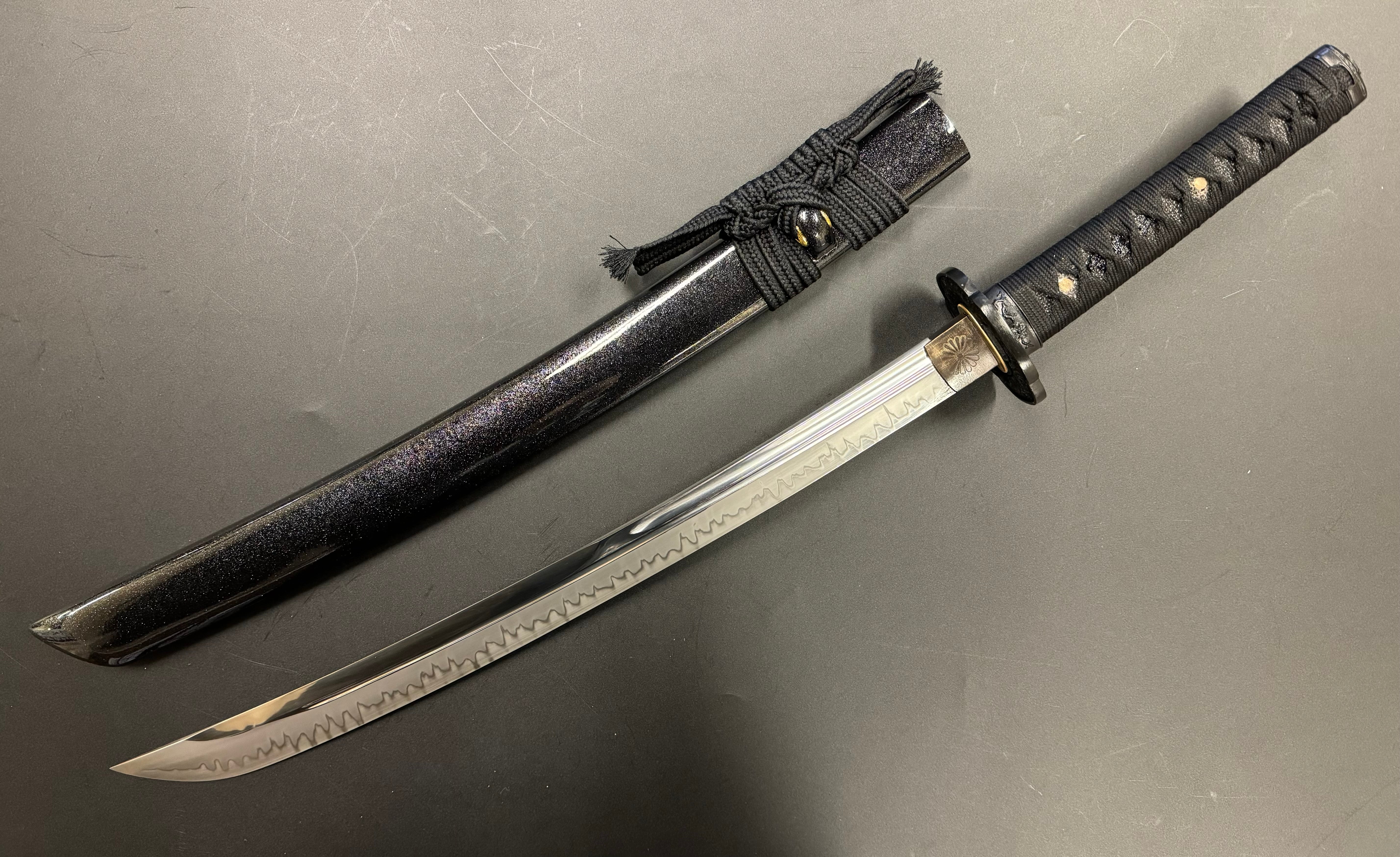 3-sword set Phoenix Armory Naginata Naoshi - Night Chrysanthemum - T10 Clay Tempered Black