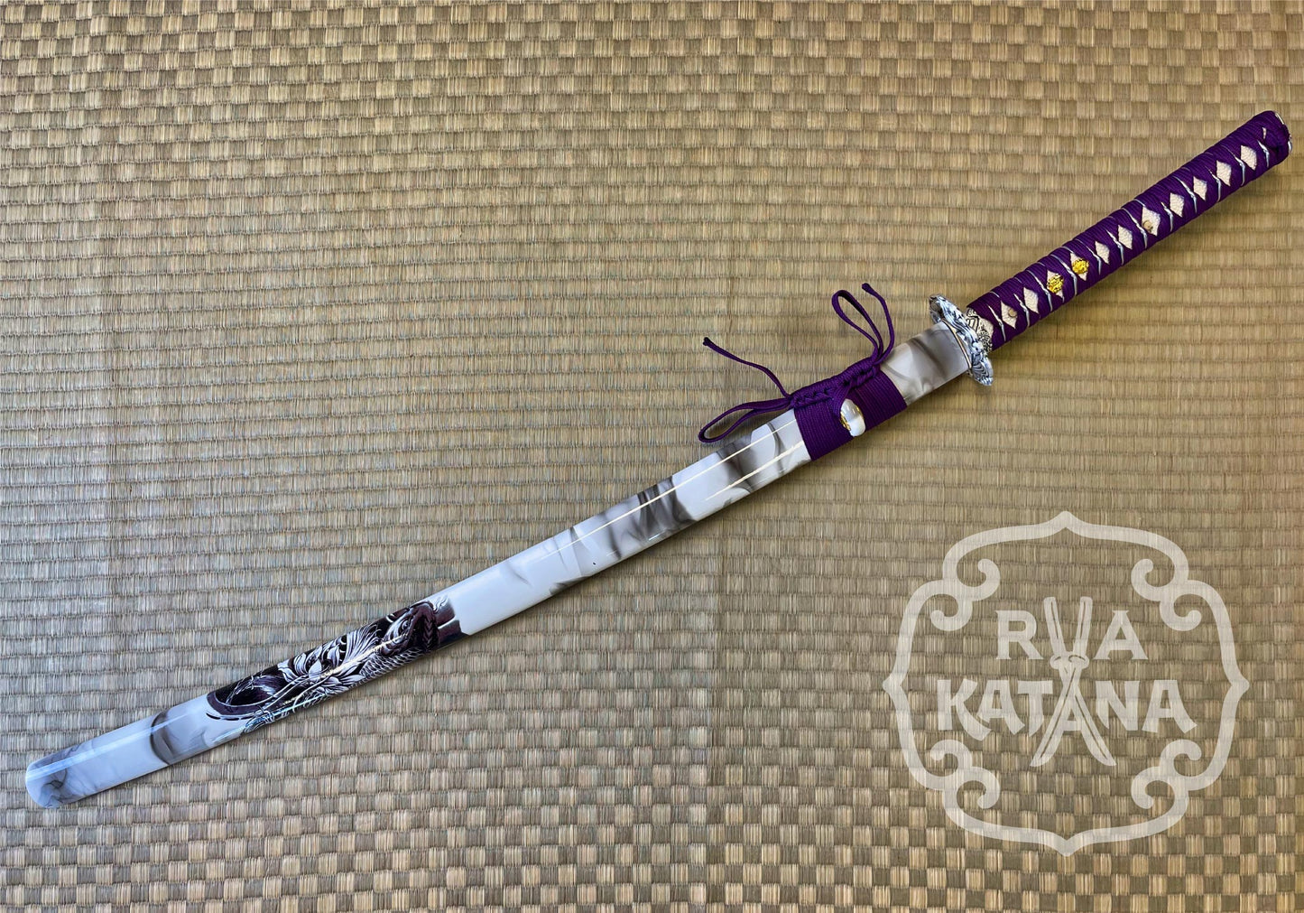 Dragonspring Forge Katana Wakizashi 2-sword Daishou - Purple Carp Daisho - T10 Clay Tempered