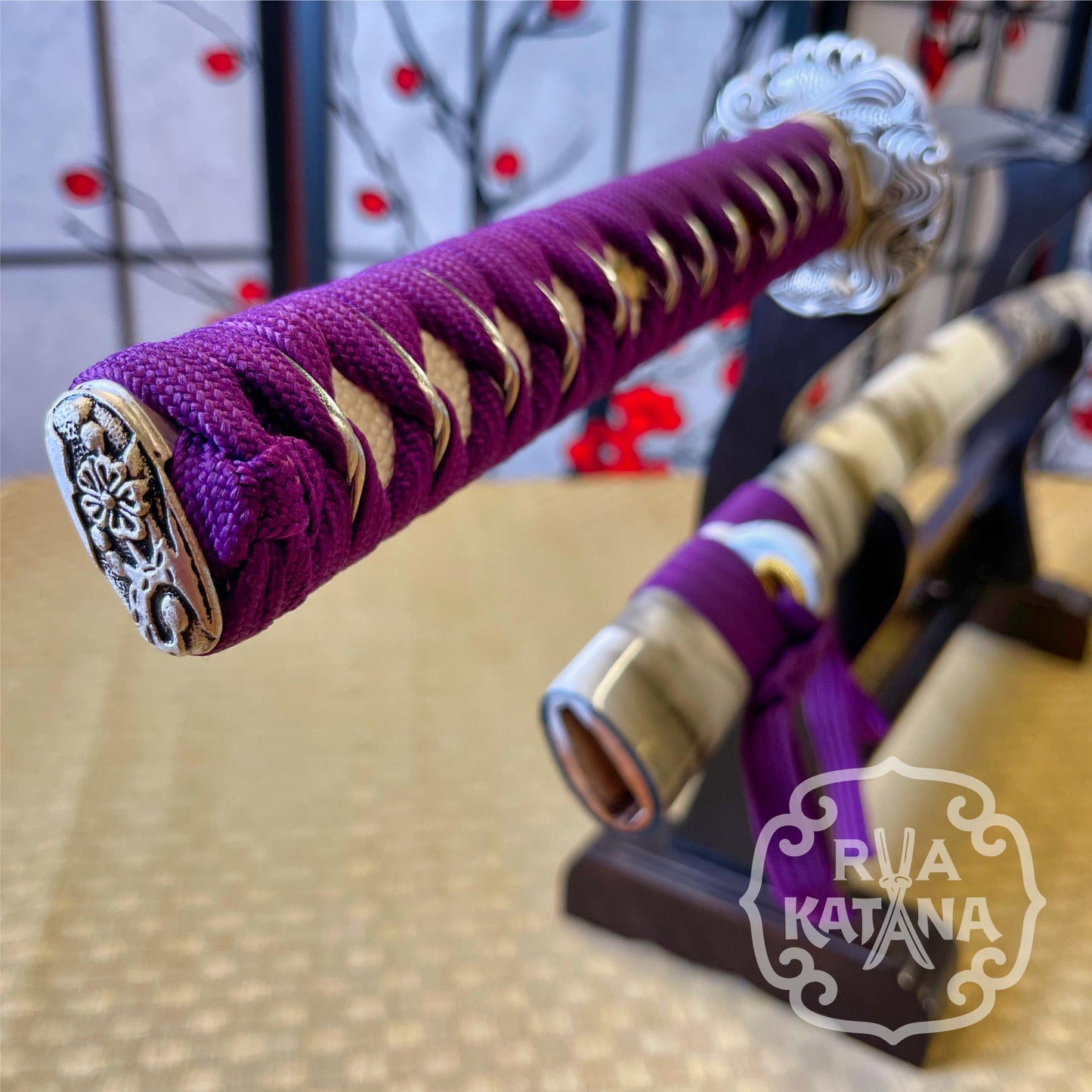 Dragonspring Forge Katana Wakizashi 2-sword Daishou - Purple Carp Daisho - T10 Clay Tempered