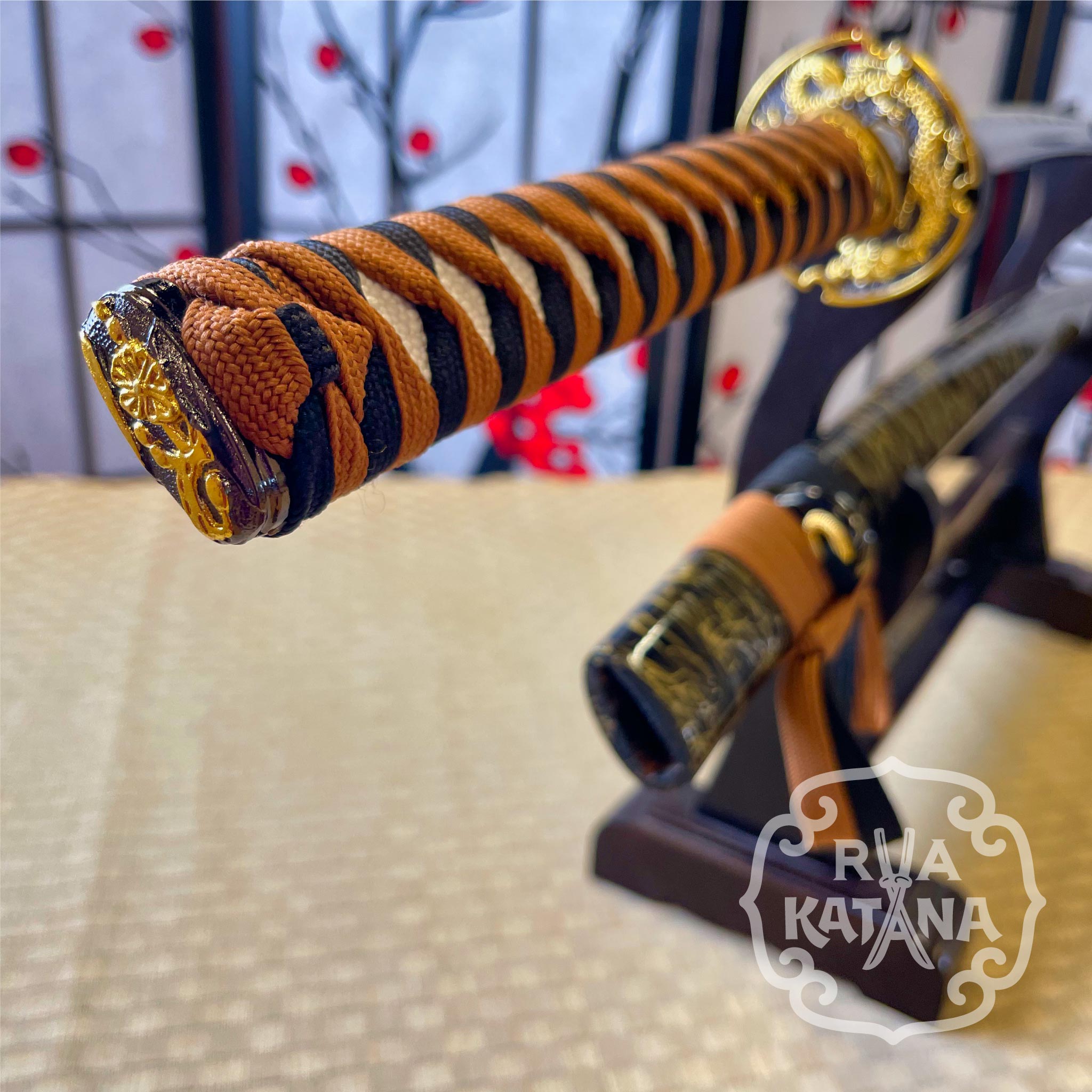 Dragonspring Katana - Black and Tan Dragon - 1060 Steel