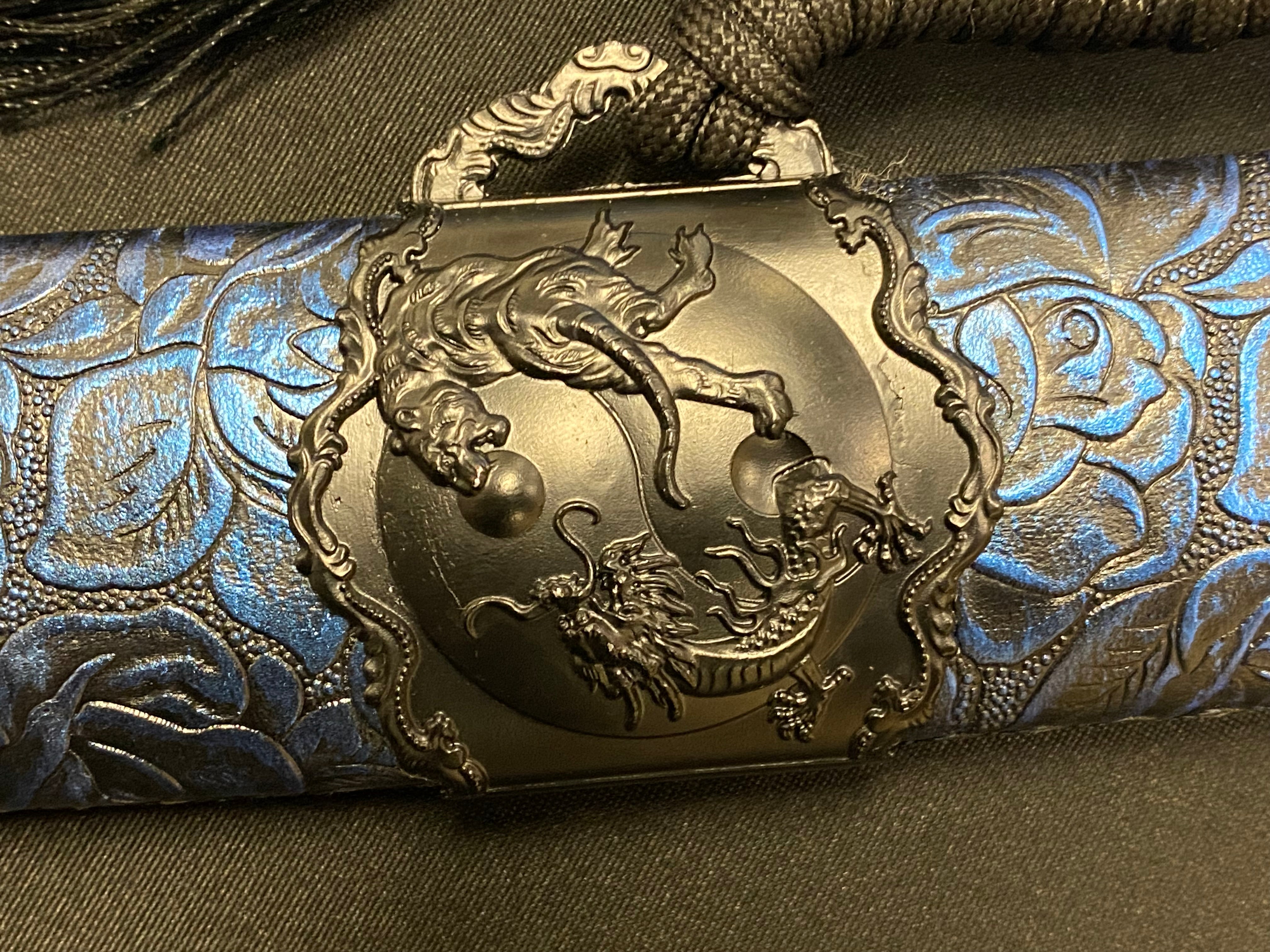 Dao Dagger - Tiger Dueling Dragon - Etched Manganese Steel