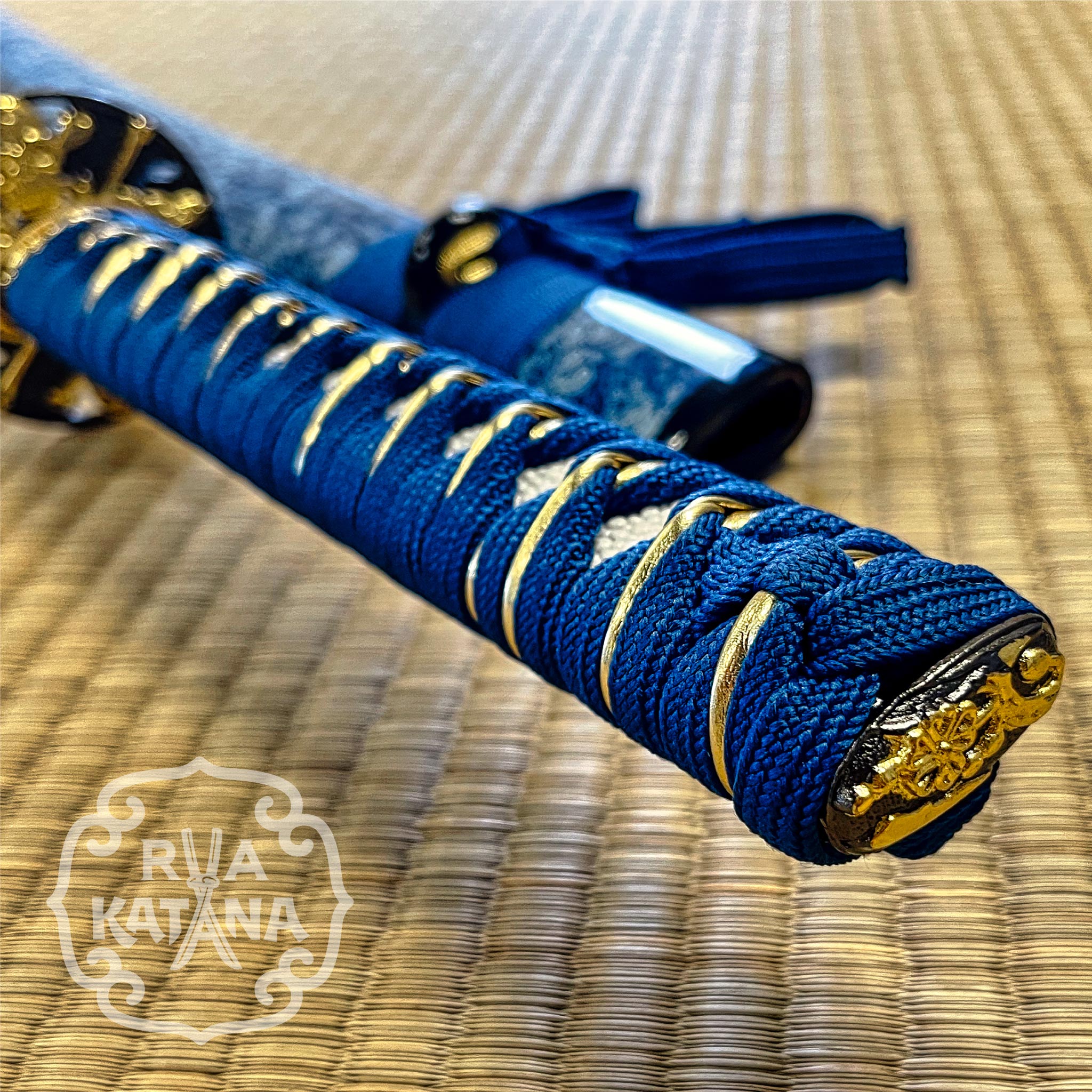 Dragonspring Katana - Blue Skull - 1060 Blued Steel