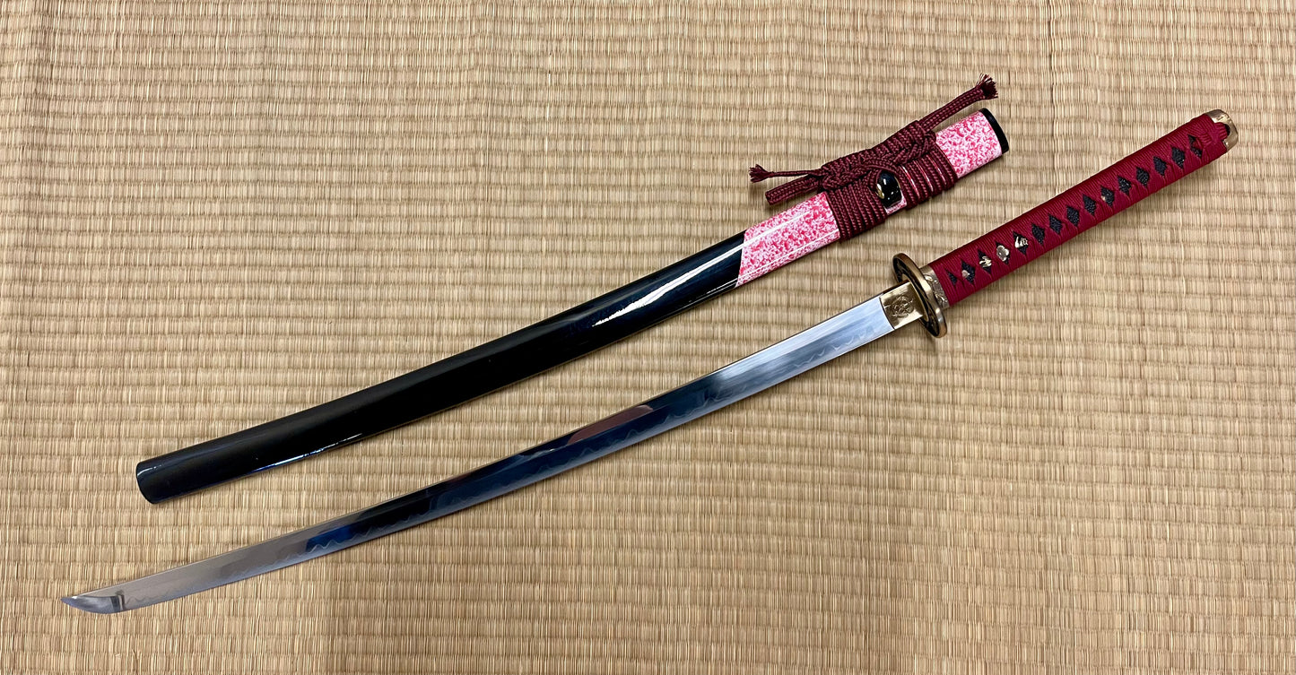 Moritaka Razor Crimson Cherry Katana - T10 Clay-Tempered Hadori Polish