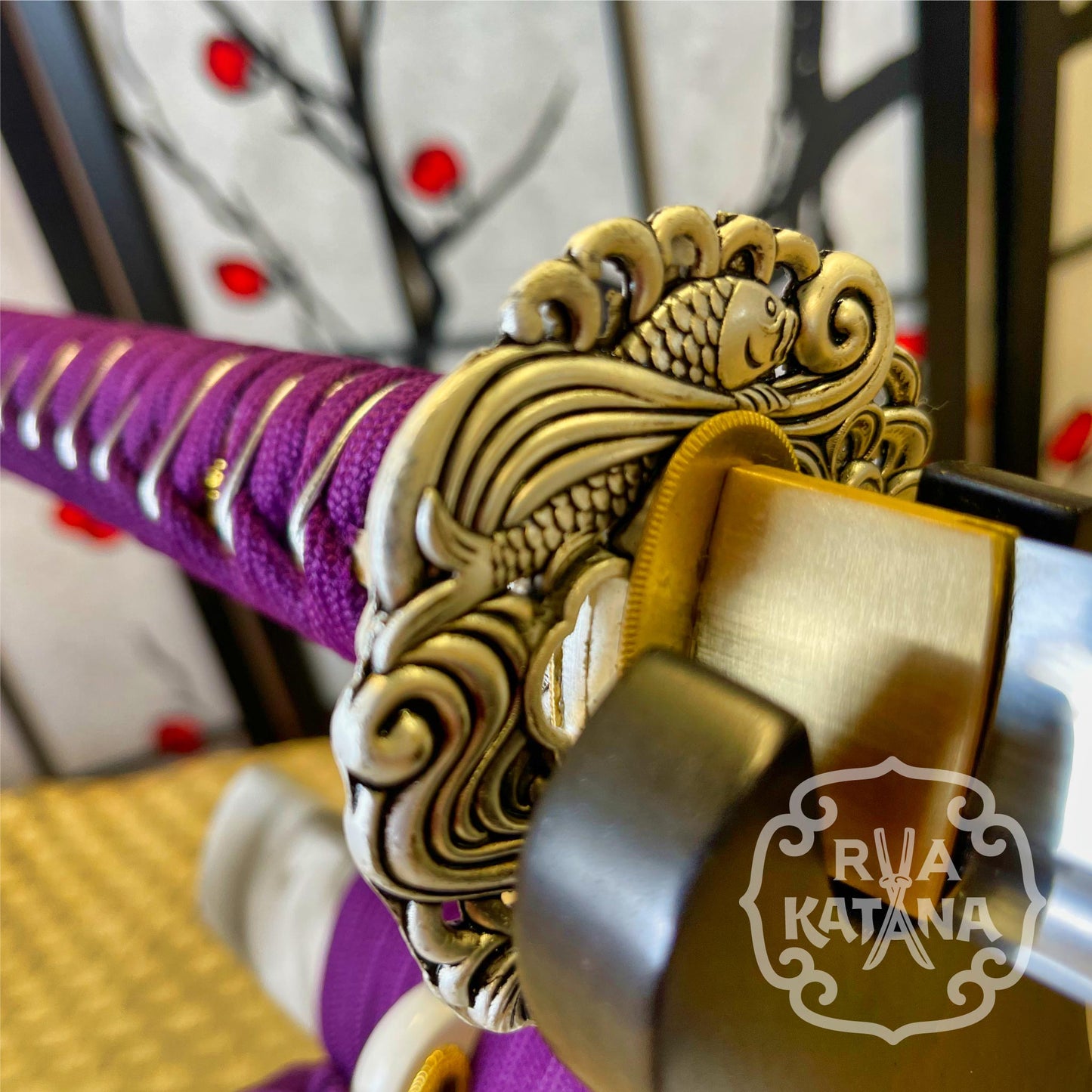 Dragonspring Forge Katana Wakizashi 2-sword Daishou - Purple Carp Daisho - T10 Clay Tempered