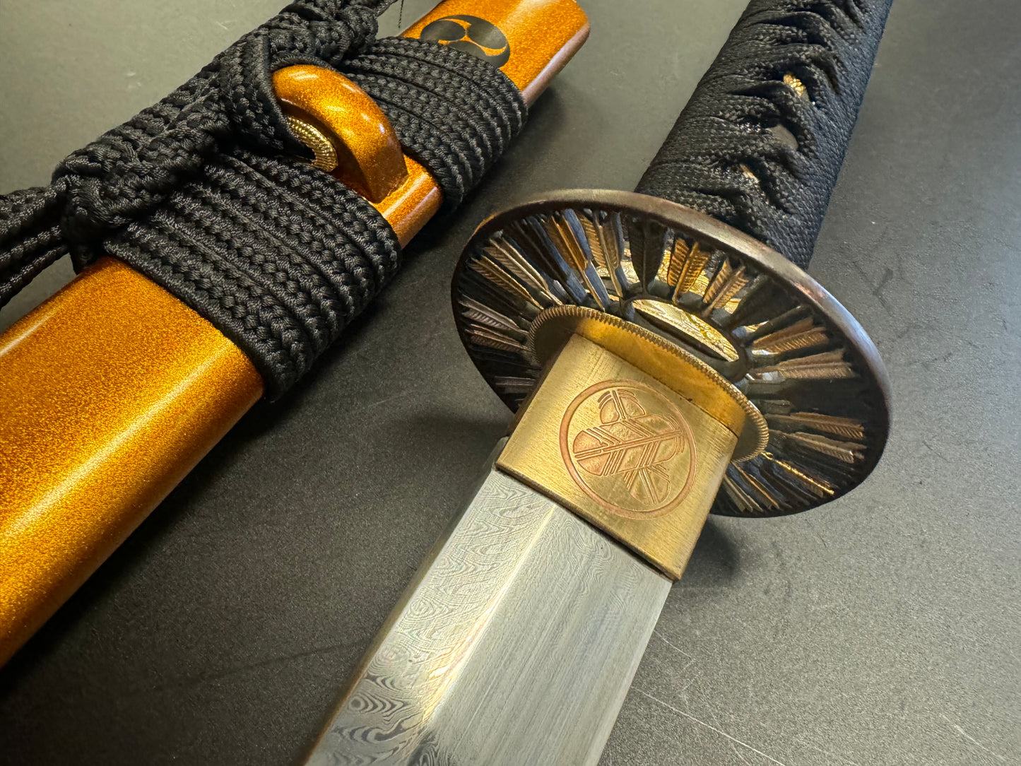 Phoenix Arms Blazing Arrows Katana - Feather Damascus Clay Tempered