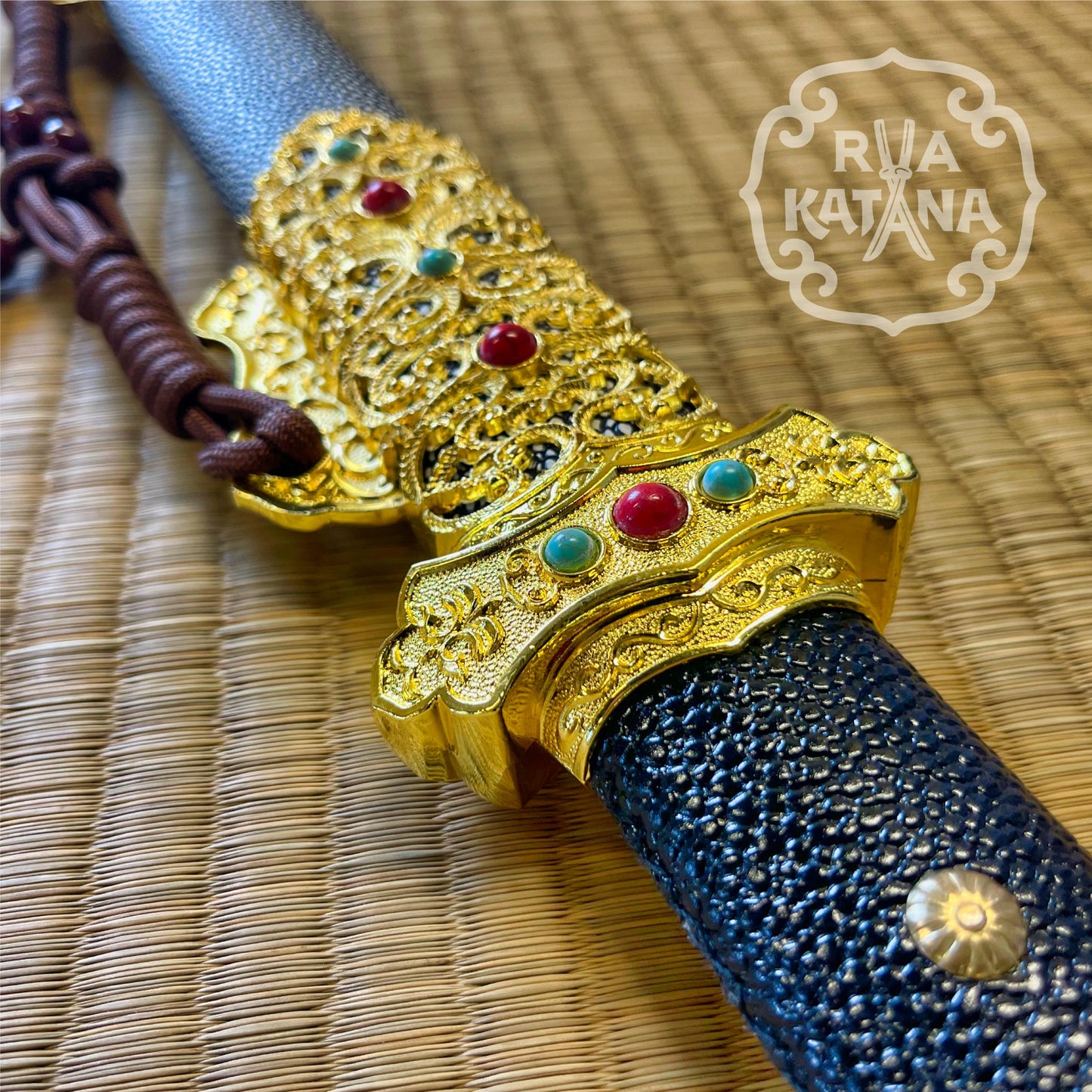 Jian - Damascus with Gold Fittings