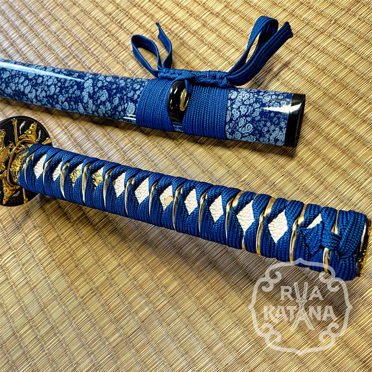 Katana, 1060 Steel, Blue Blade, Skull Theme