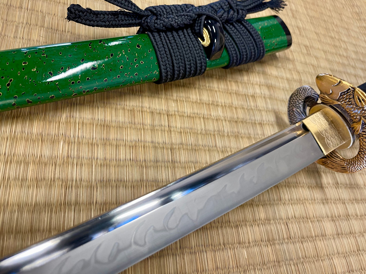 FLOOR MODEL Moritaka Dueling Carp Katana - T10 Clay-Tempered Tsunami Hamon