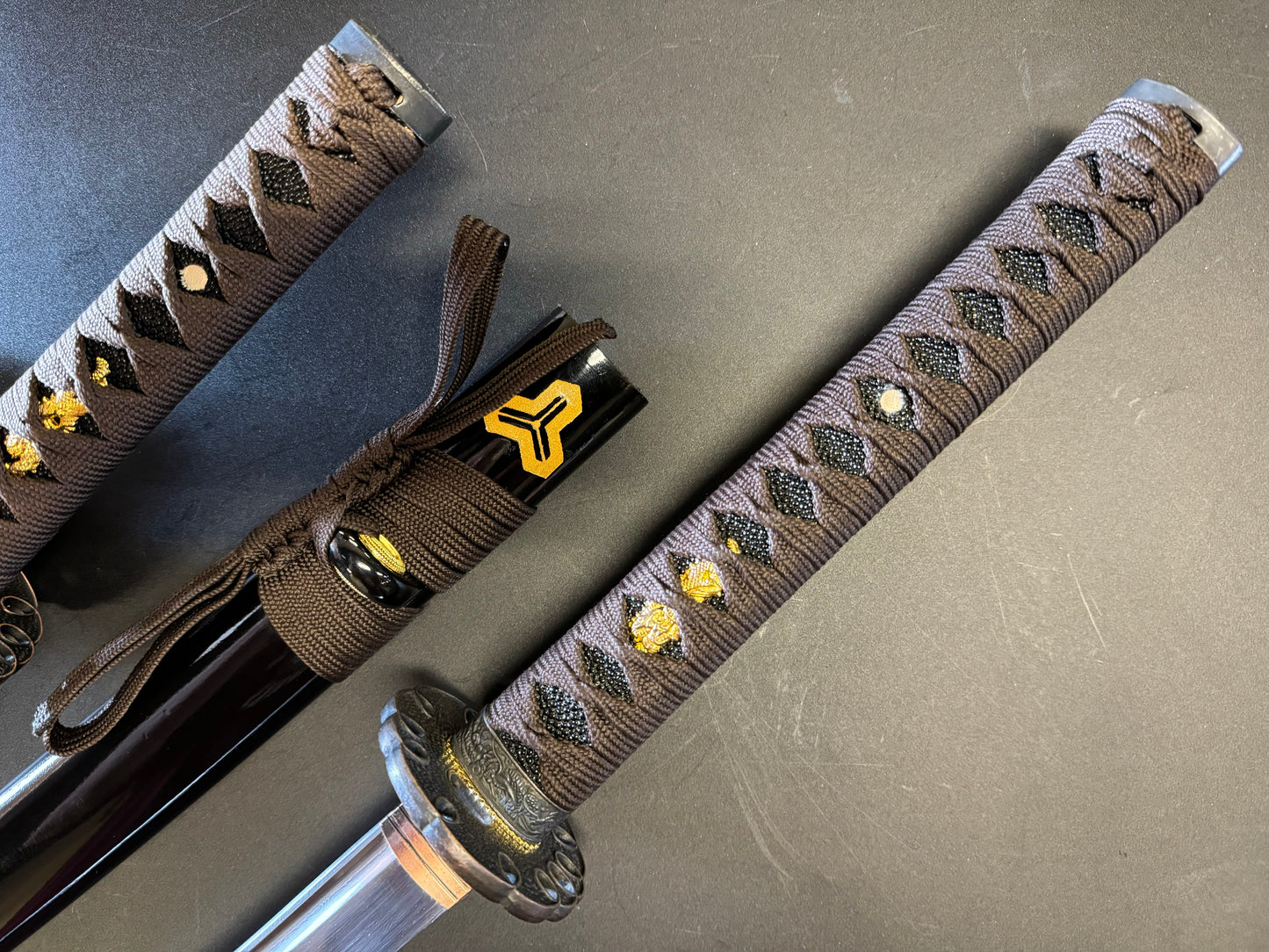 Dragonspring Forge Katana Wakizashi 2-Sword Daishou - Oni Damascus Daisho - Damascus Steel